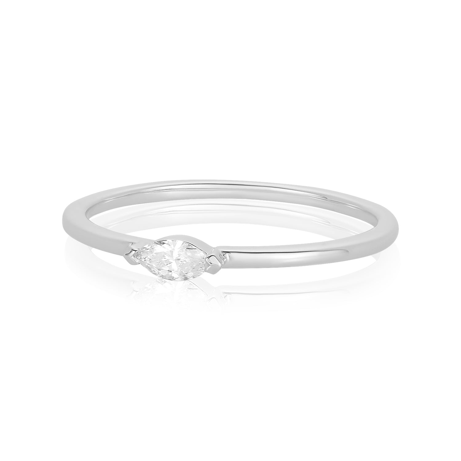 Lab-grown Marquise Diamond White Gold Ring In 14k