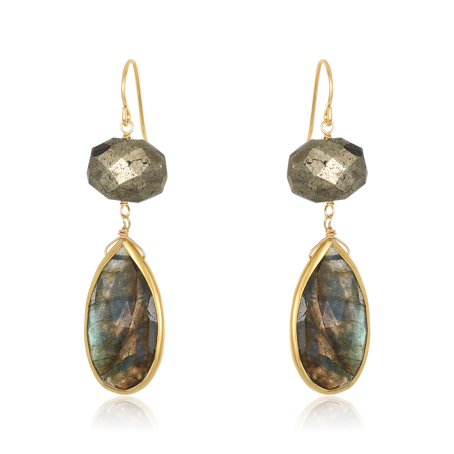 Alexa Labradorite Earrings - Pyrite