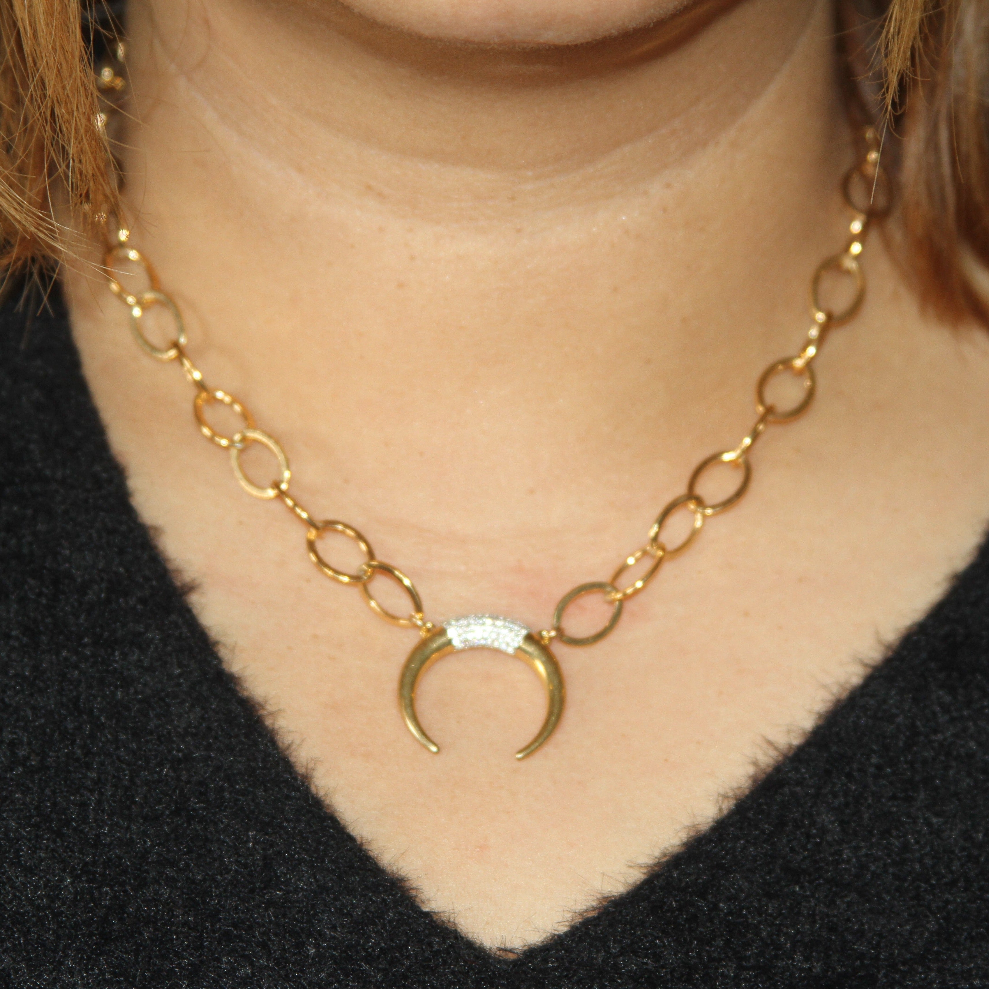 Sparkle Crescent Gold Chain Necklace