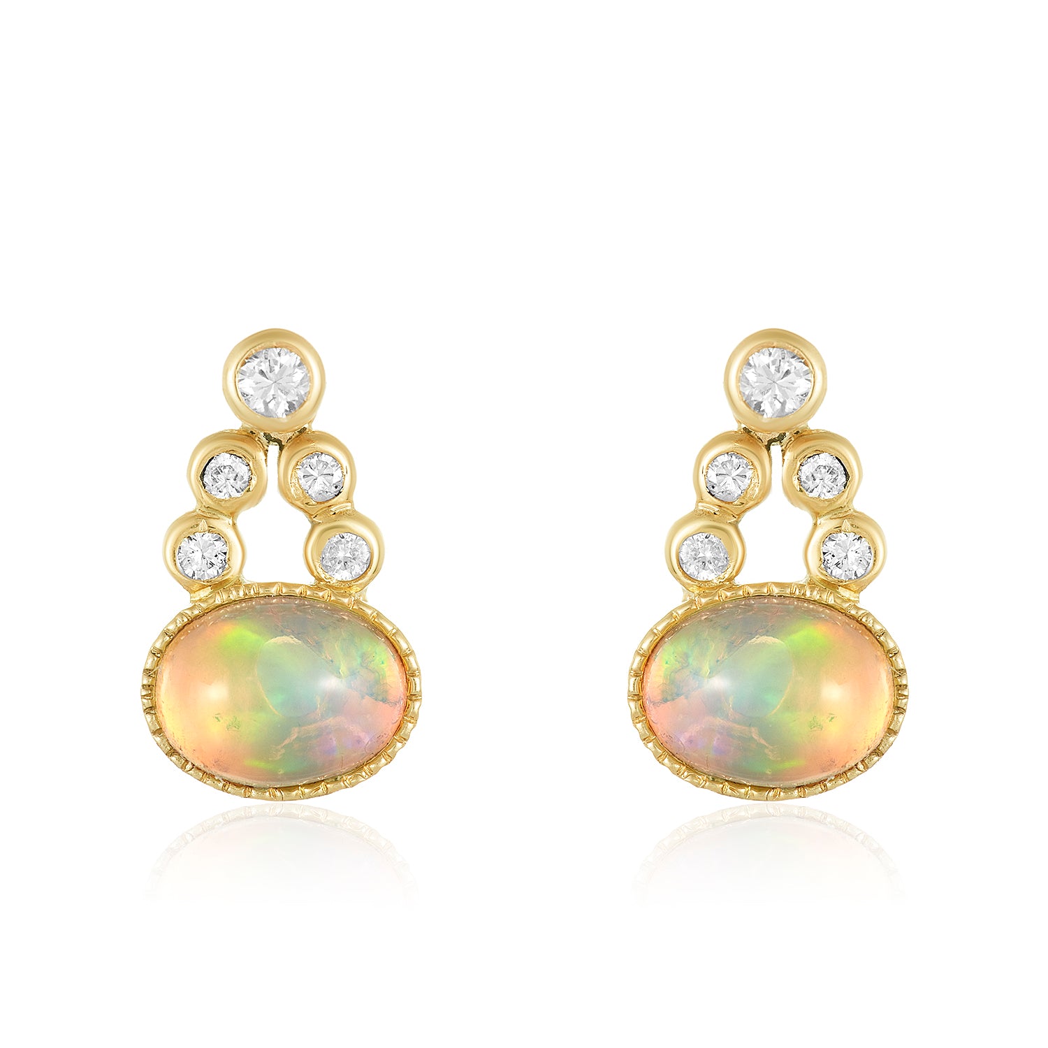 Olivia Opal Diamond Earrings-14k gold