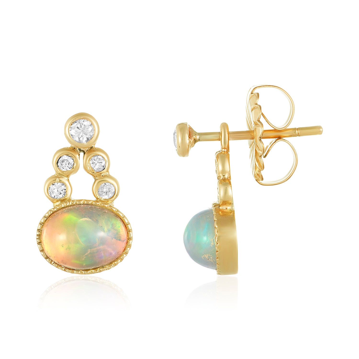 Olivia Opal Diamond Earrings-14k gold