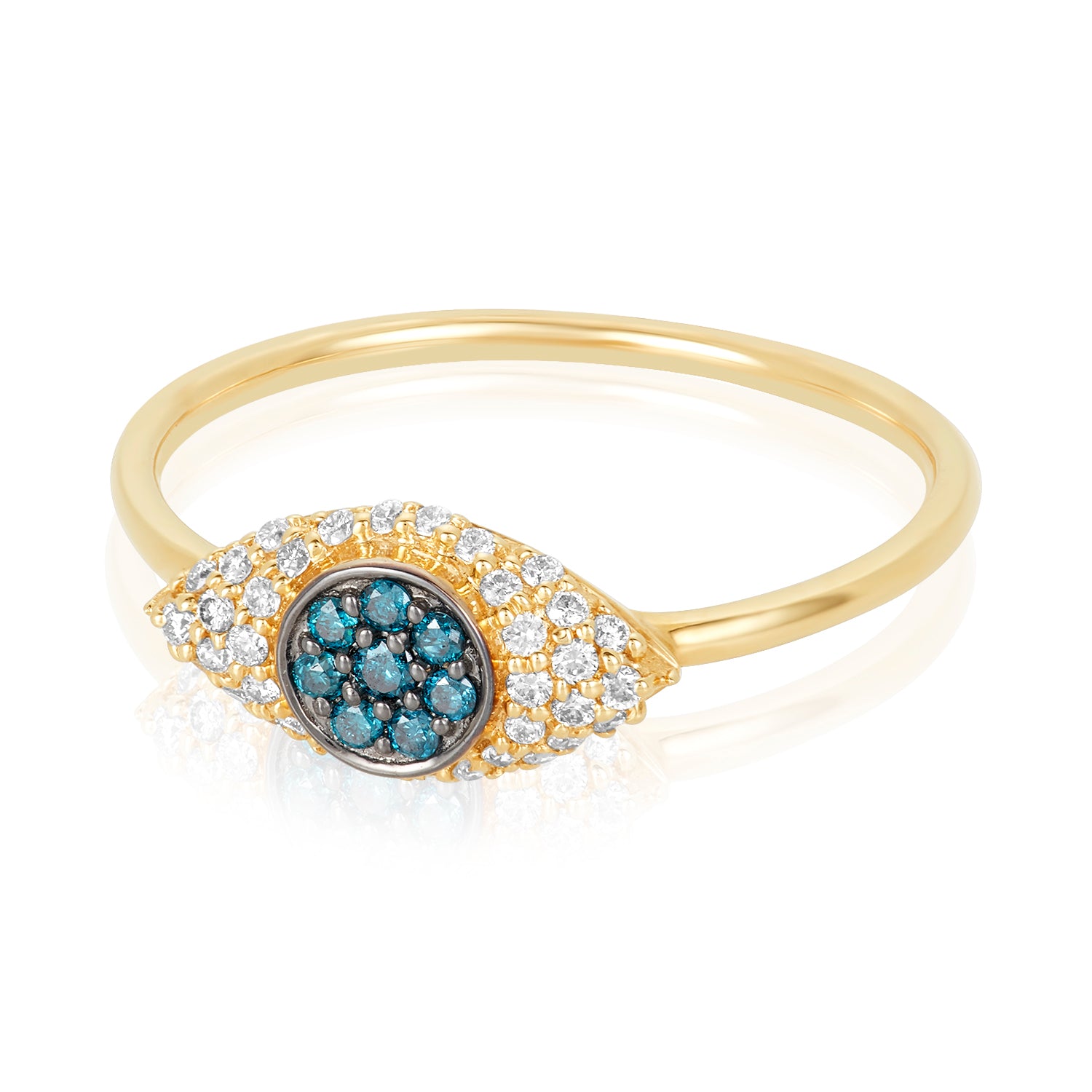 Large Evil Eye Ring 14K