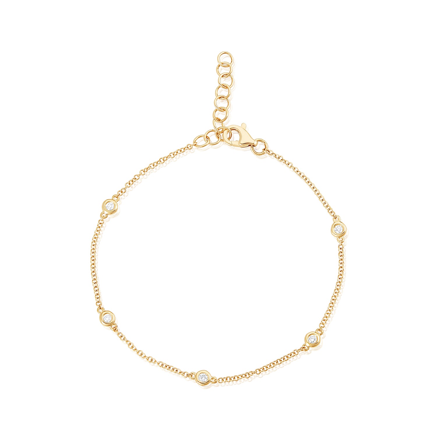 Natural Diamond By The Yard Bracelet-14k