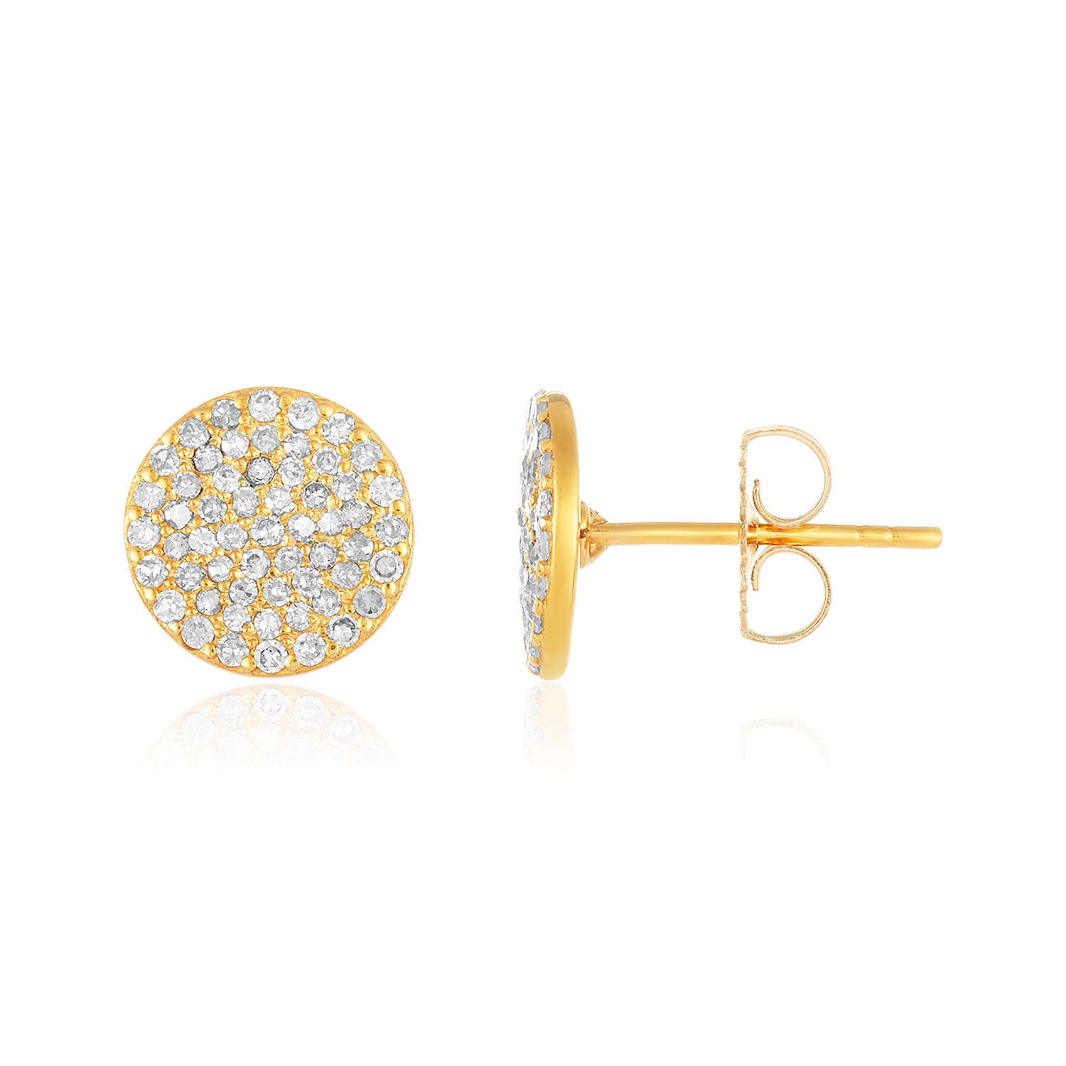 Natural Diamond Flat Disc Studs 14k