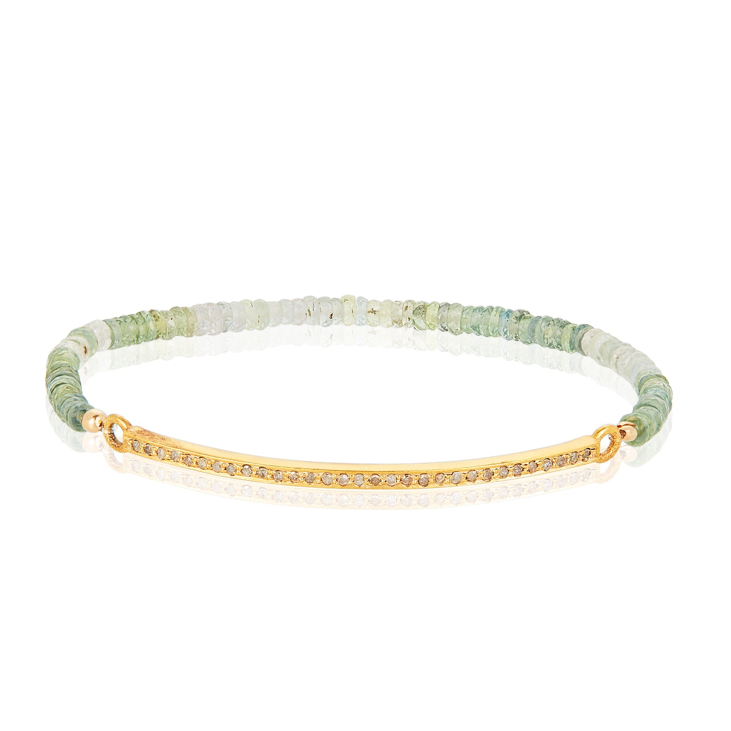 Green Sapphire Diamond Bar Stretchy Bracelet