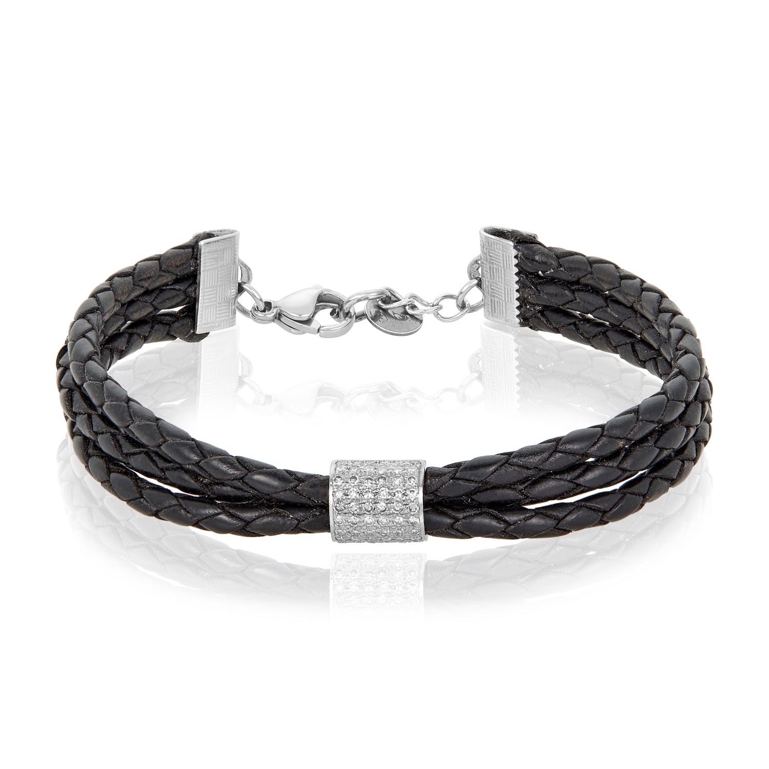 Braid Diamond Leather Bracelet
