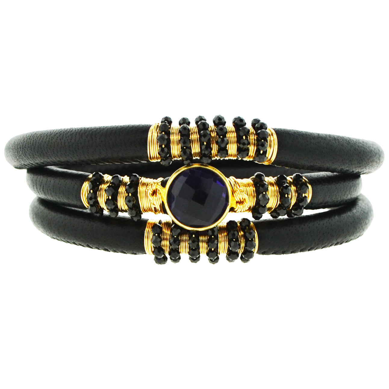 Triple Black Aroma Leather Bracelet