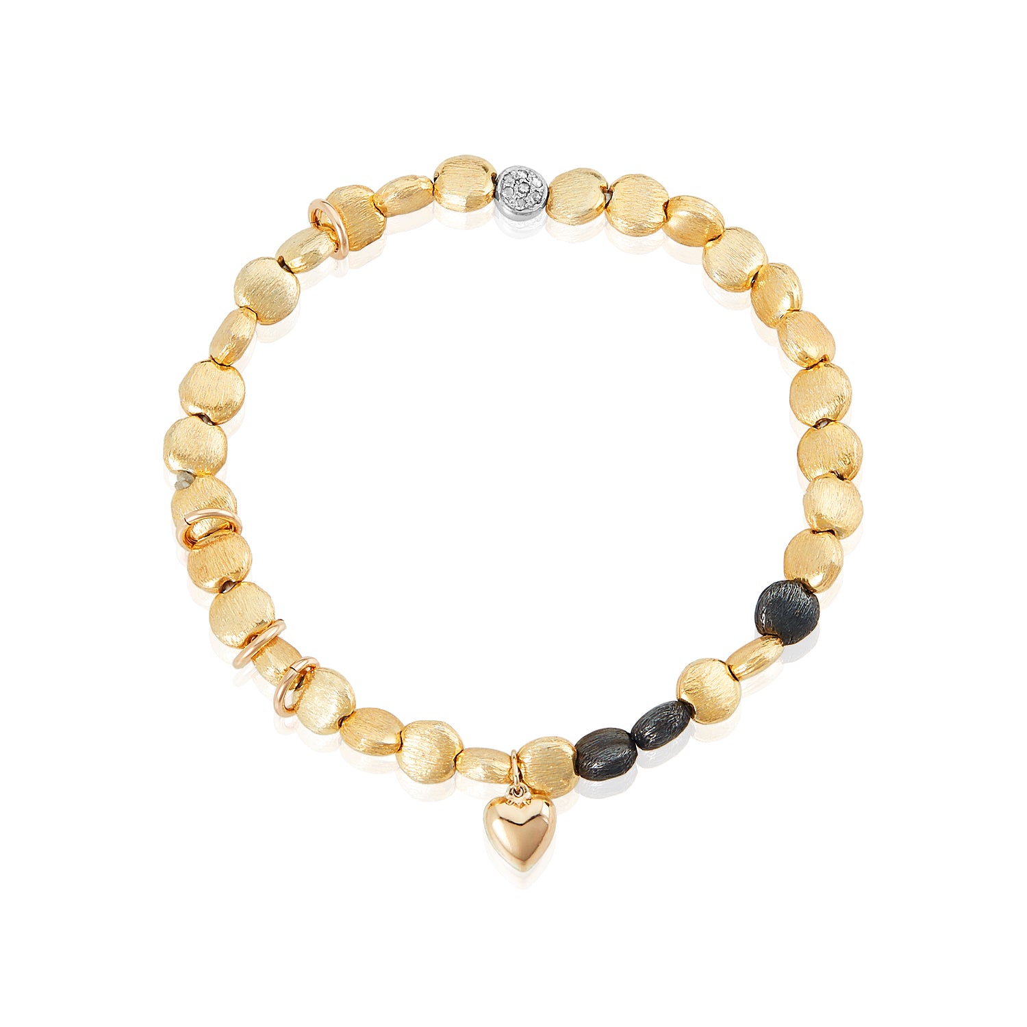 Gold Coin Beaded Stretch Bracelet