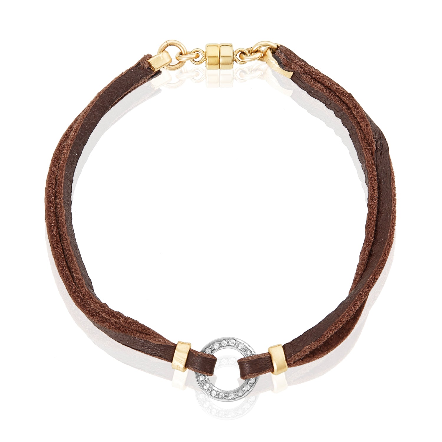 Diamond Ora Leather Bracelet Black Leather / 6 by Mabel Chong | Unique Handmade Bracelets | Fine Jewelry for Women