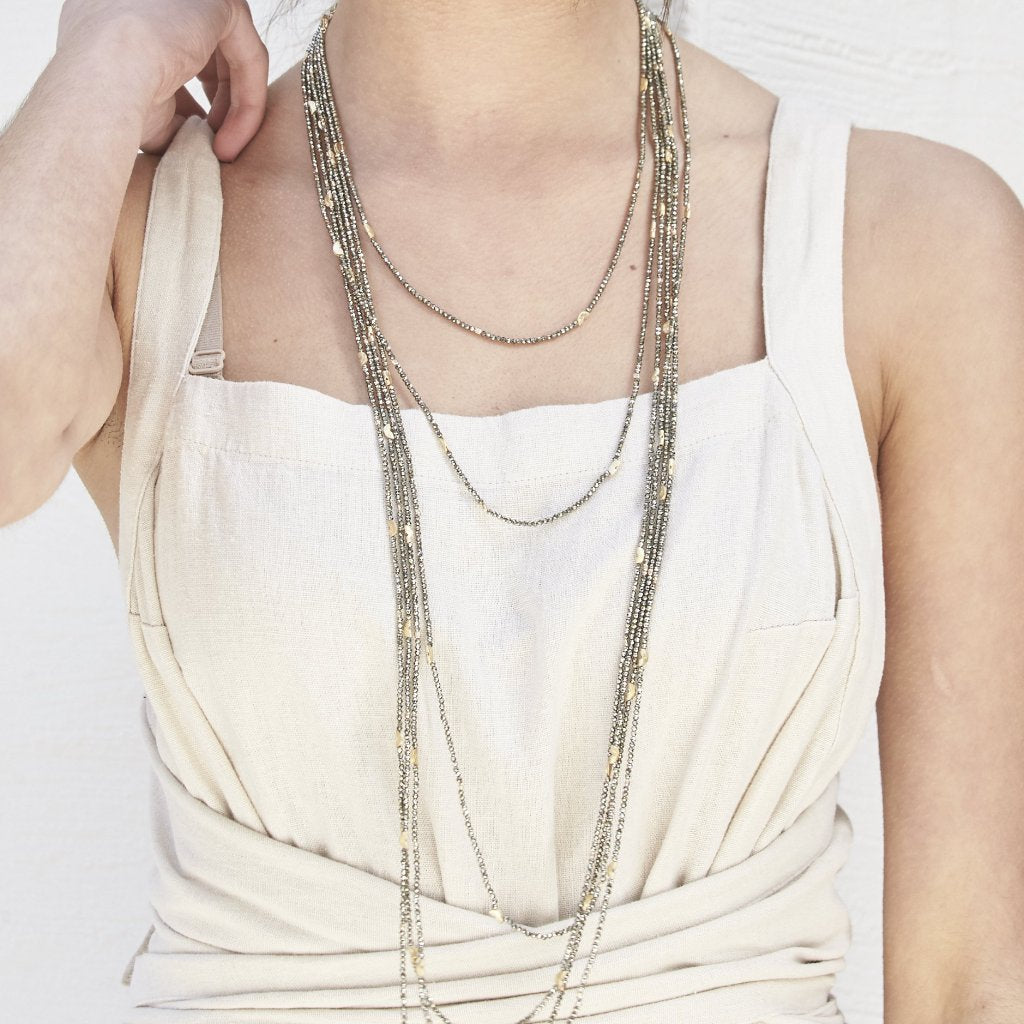 Half Moon Necklace Pyrite Necklace -Medium