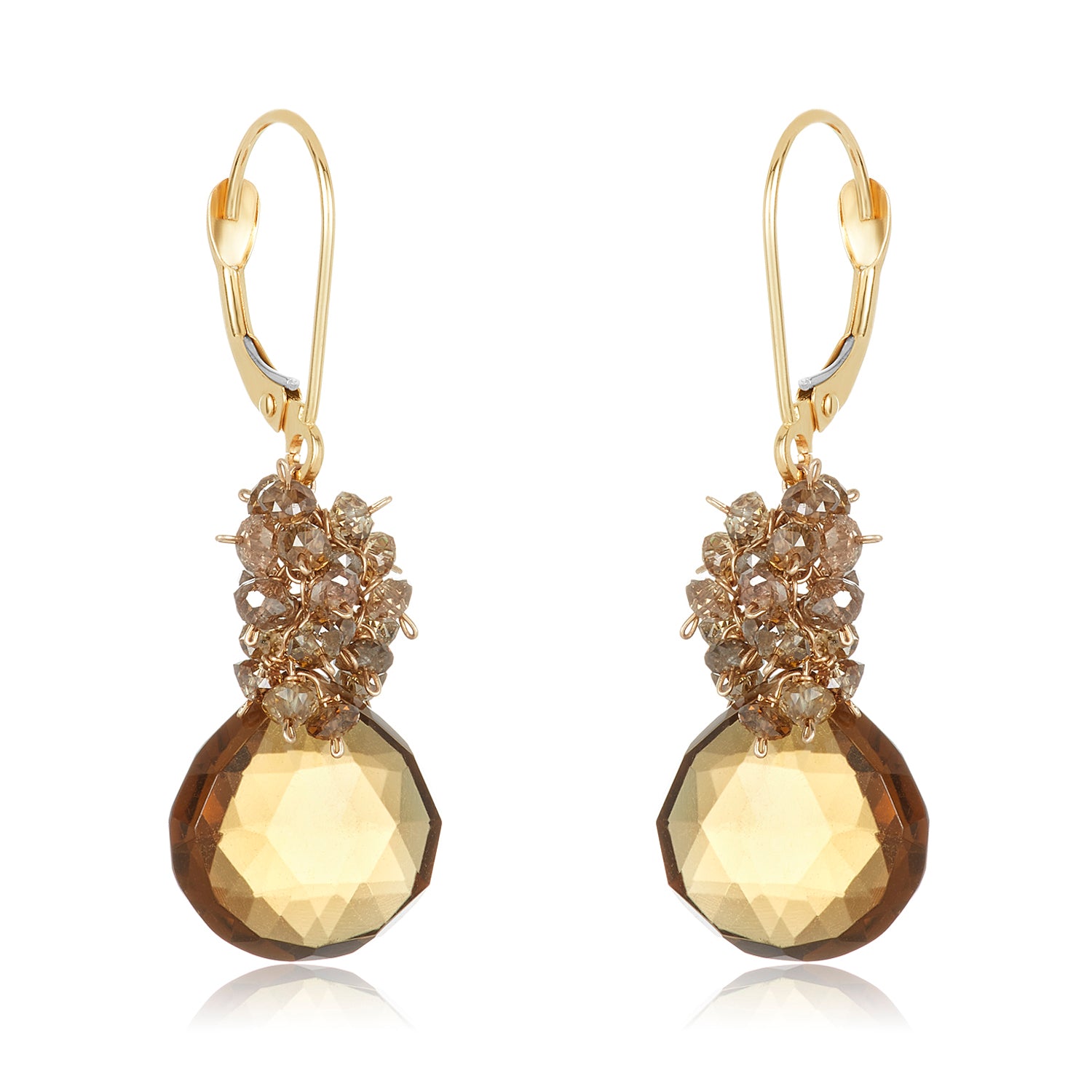 Cluster Diamond Earrings in 14K Yellow Gold