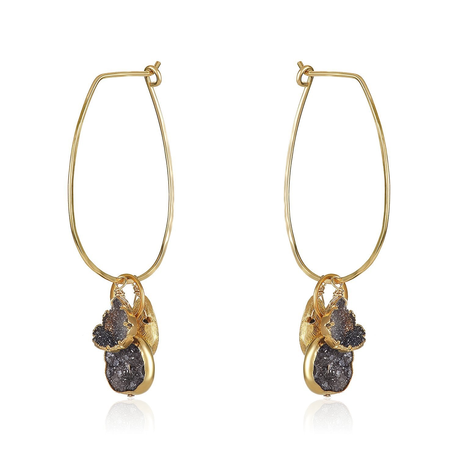 Up/Downtown Hoop Earrings - Druzy