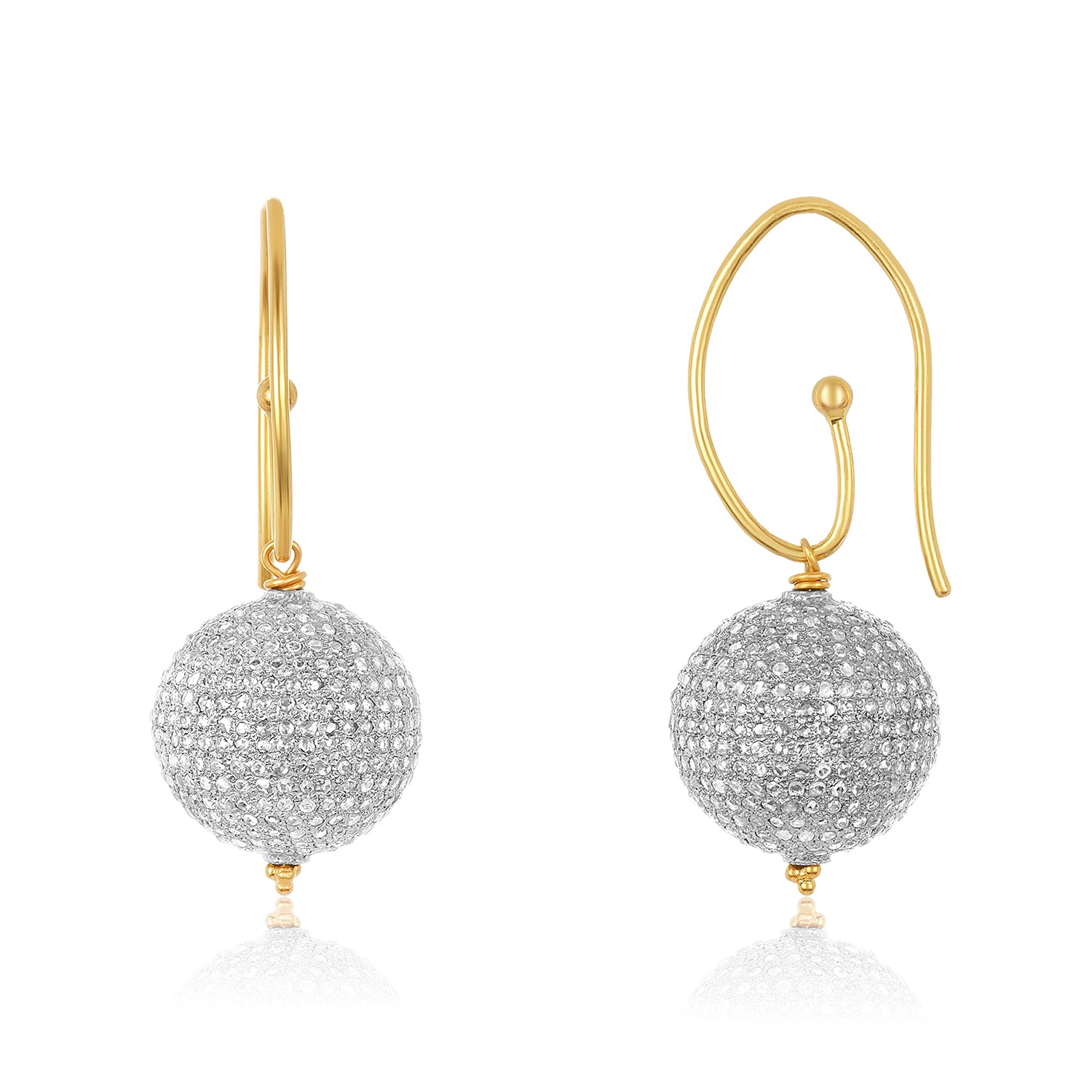 Gold diamond ball earrings Clearance