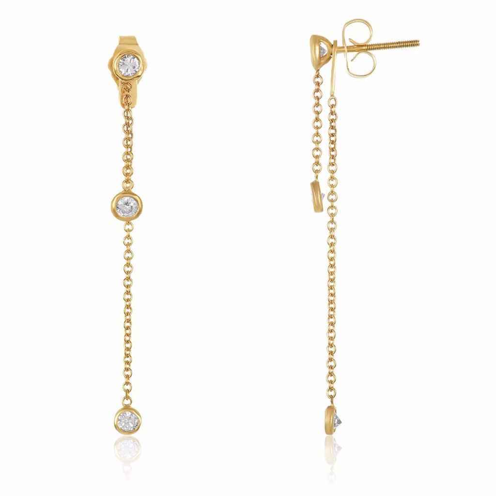 Front and Back Diamond Earrings-Lab Grown Diamond