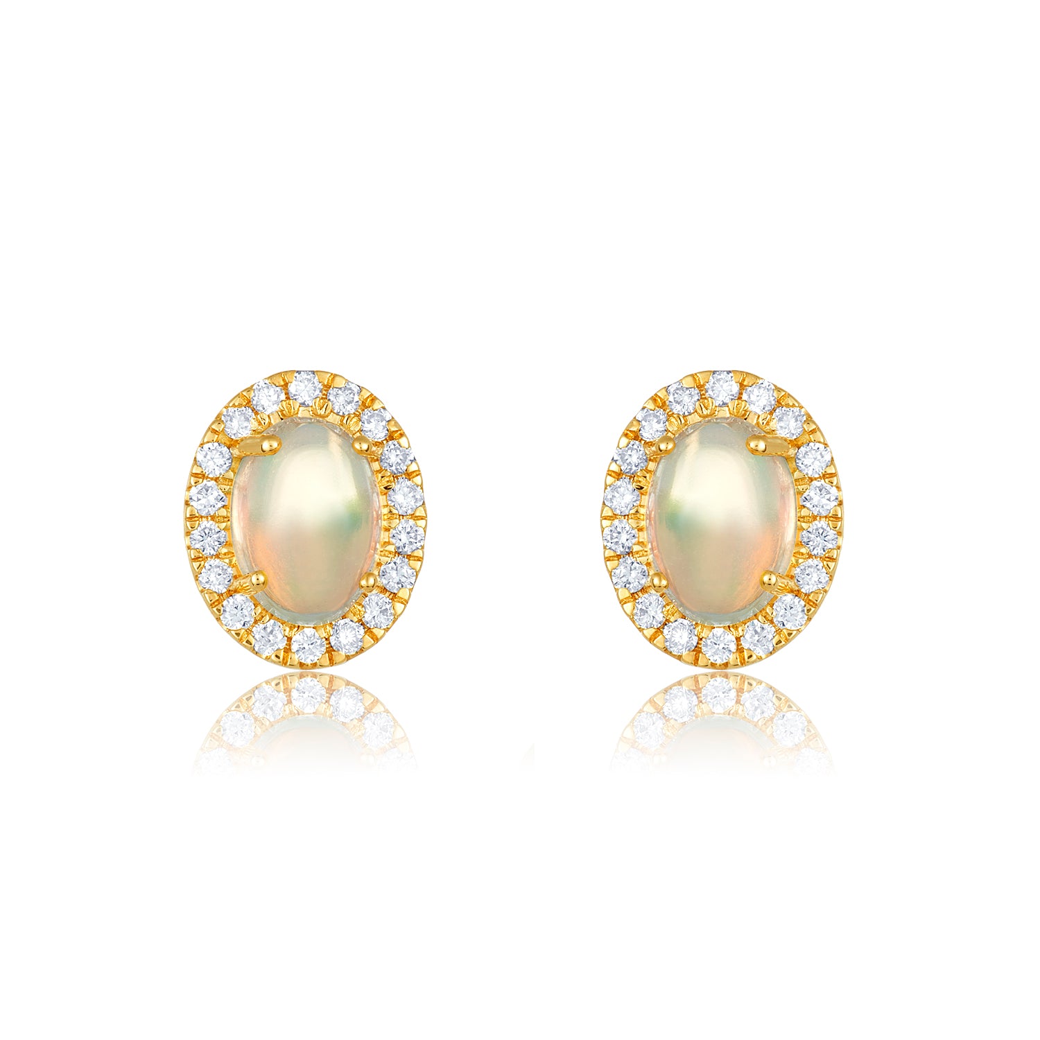 Fire Opal Studs in 14k