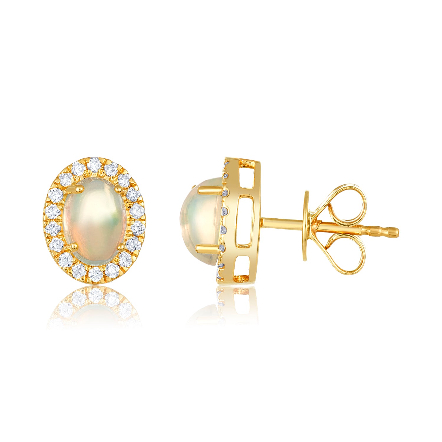 Fire Opal Studs in 14k