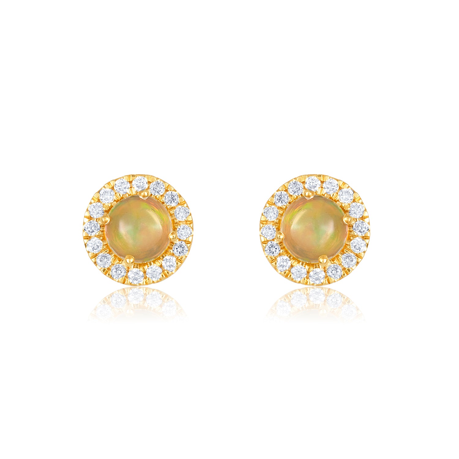Fire Opal Diamond Earrings in 14k