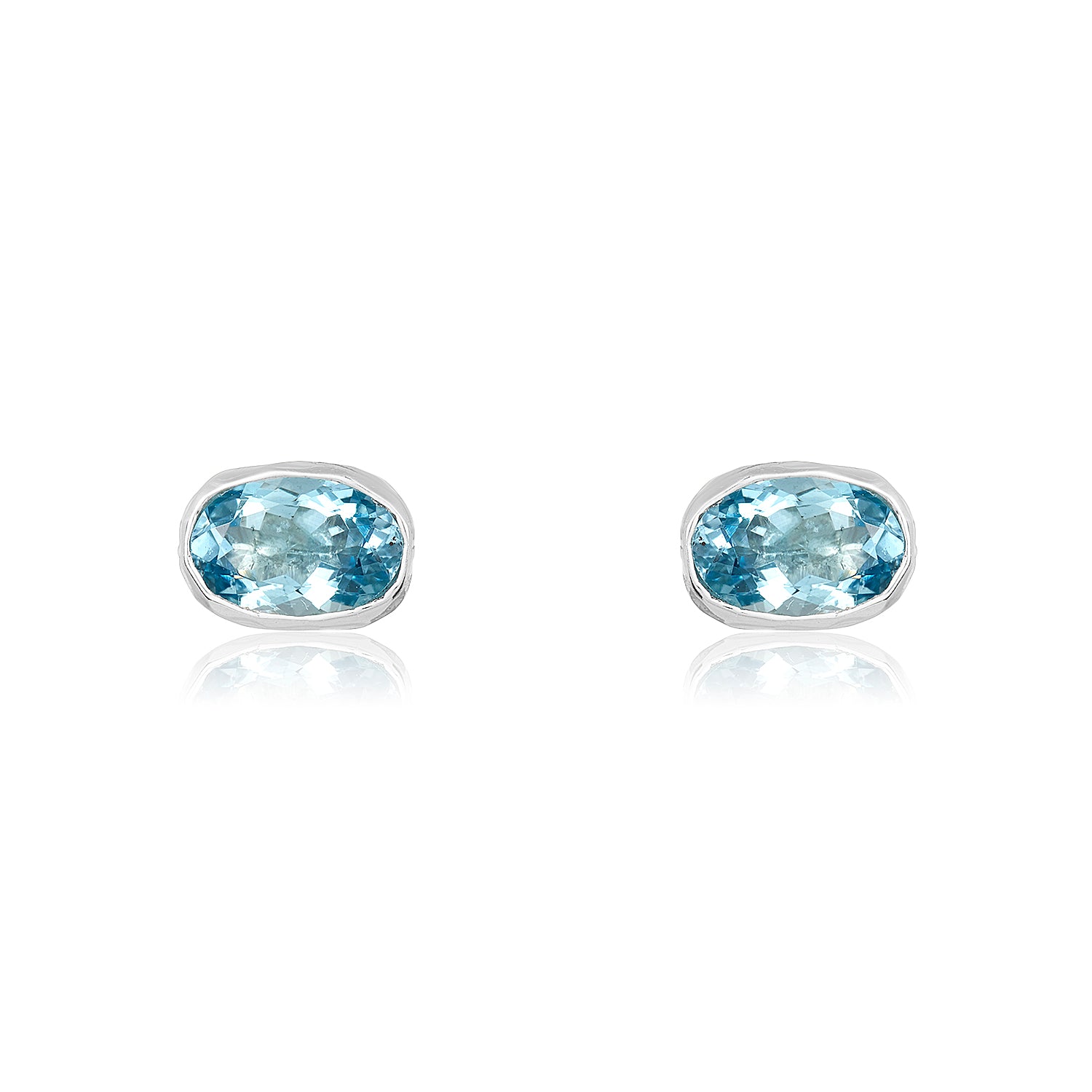 Aquamarine Silver Studs