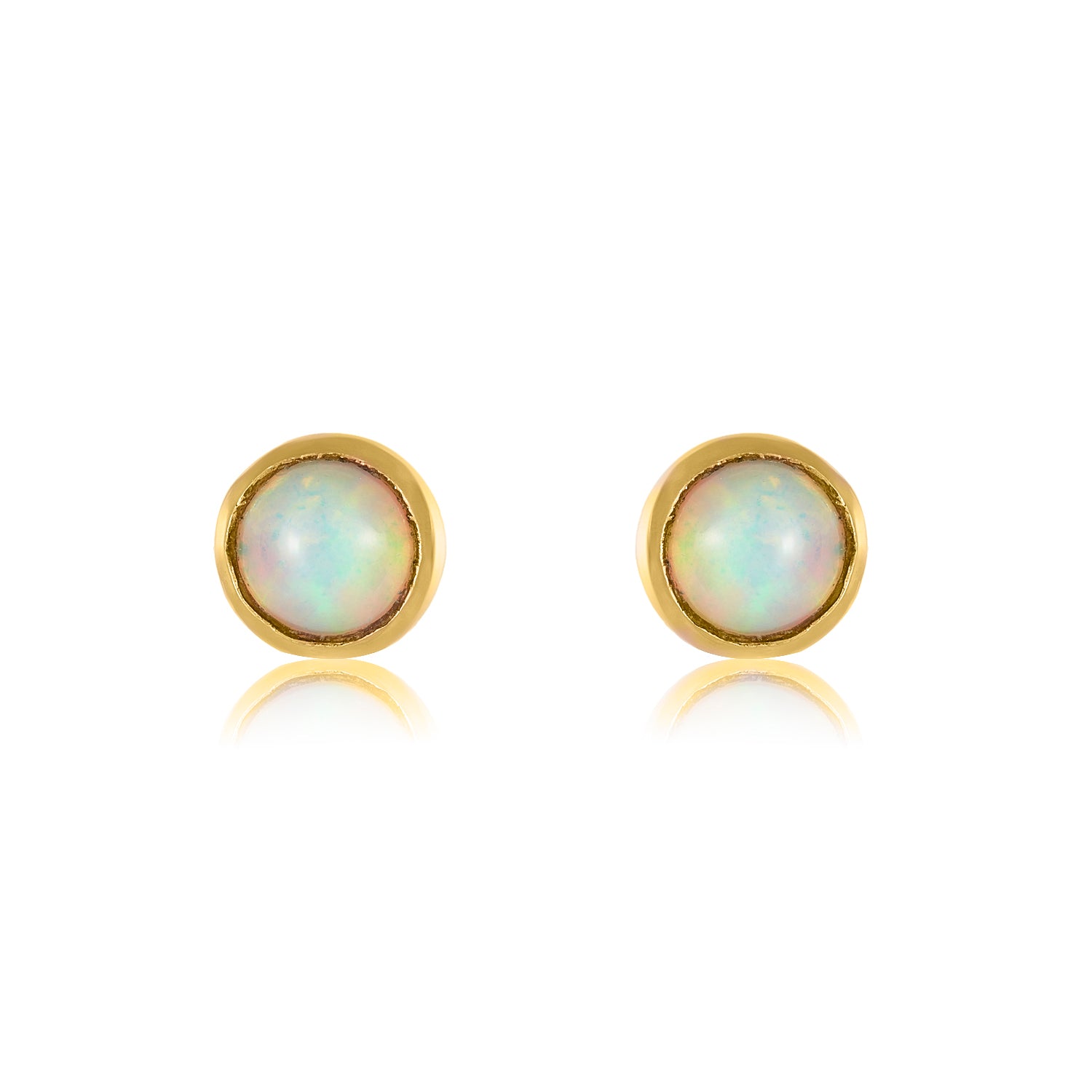 Opal Bezel Set Studs 14k