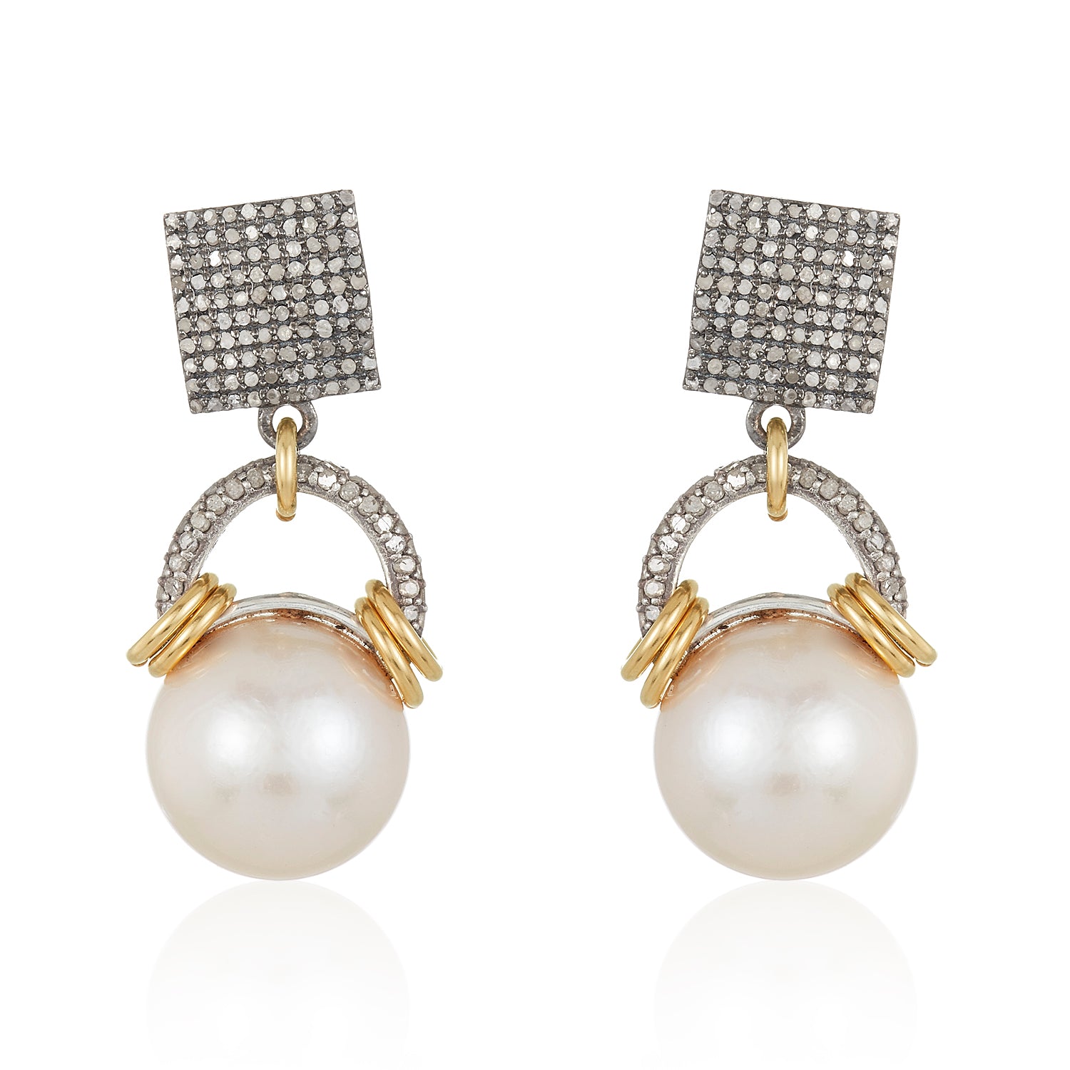 Pavé Diamond Pearl Earrings