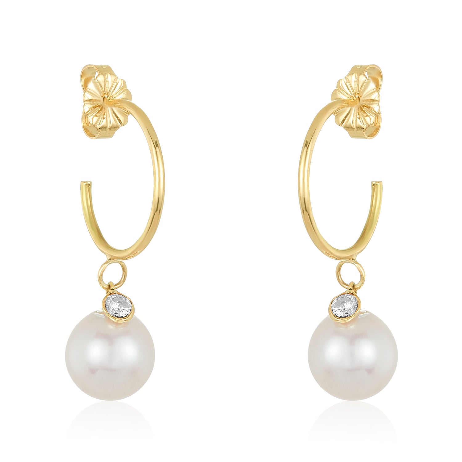 Pearl and Diamond Hoops