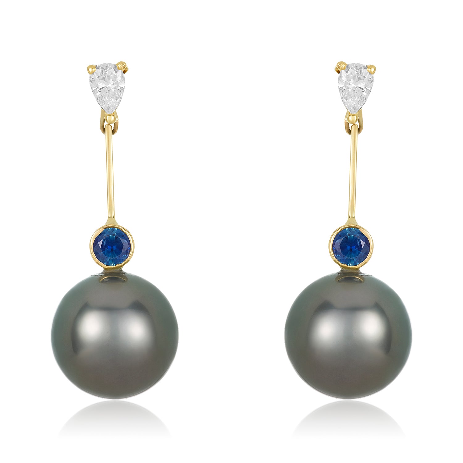 Sapphire Pearl Diamond Earrings