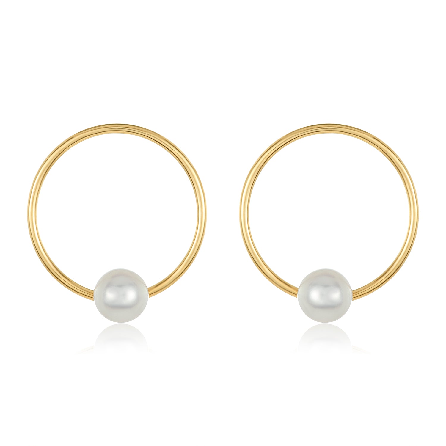Pearl Circle Posts-14k