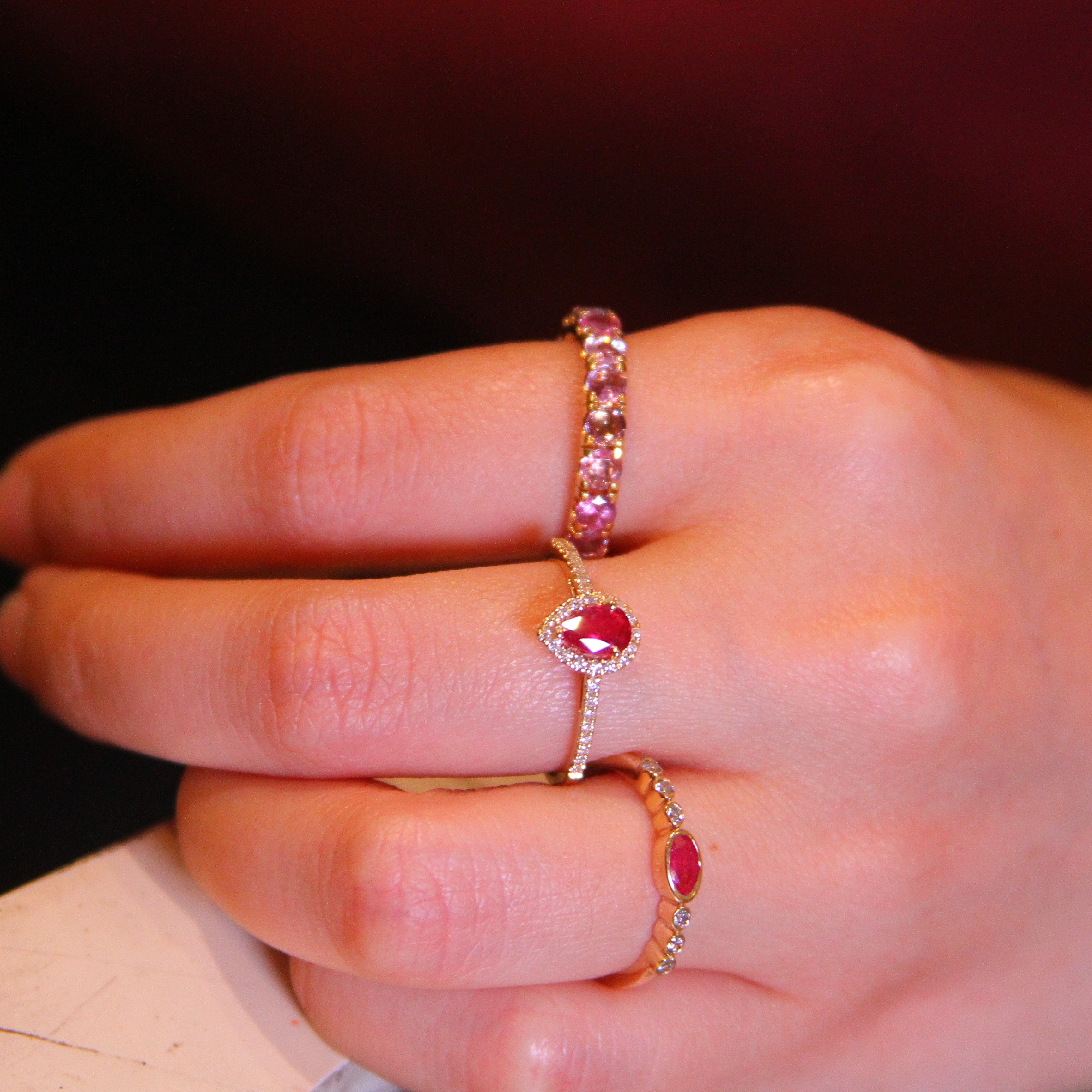Ruby Pave Lab-grown Diamond Halo Ring