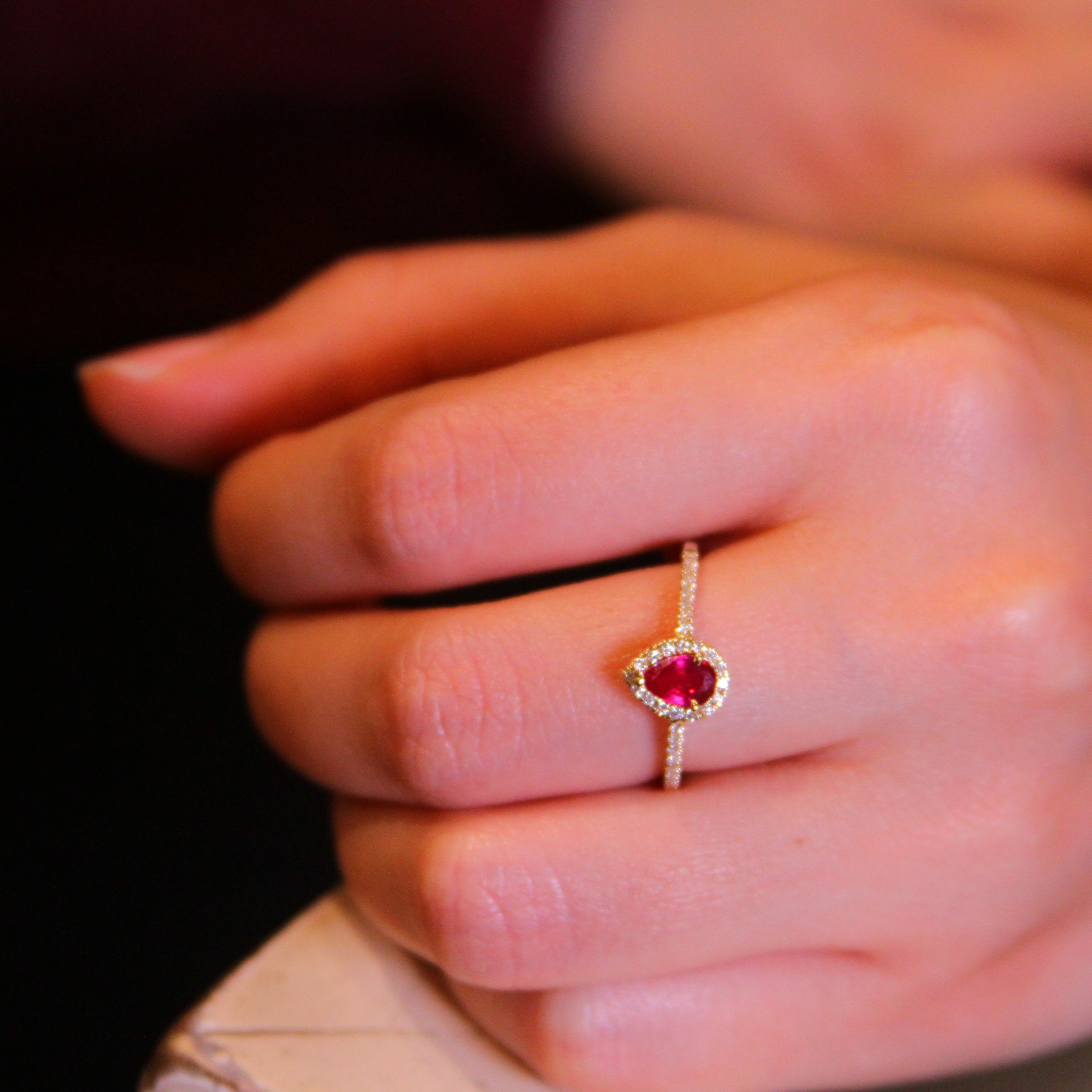 Ruby Pave Lab-grown Diamond Halo Ring