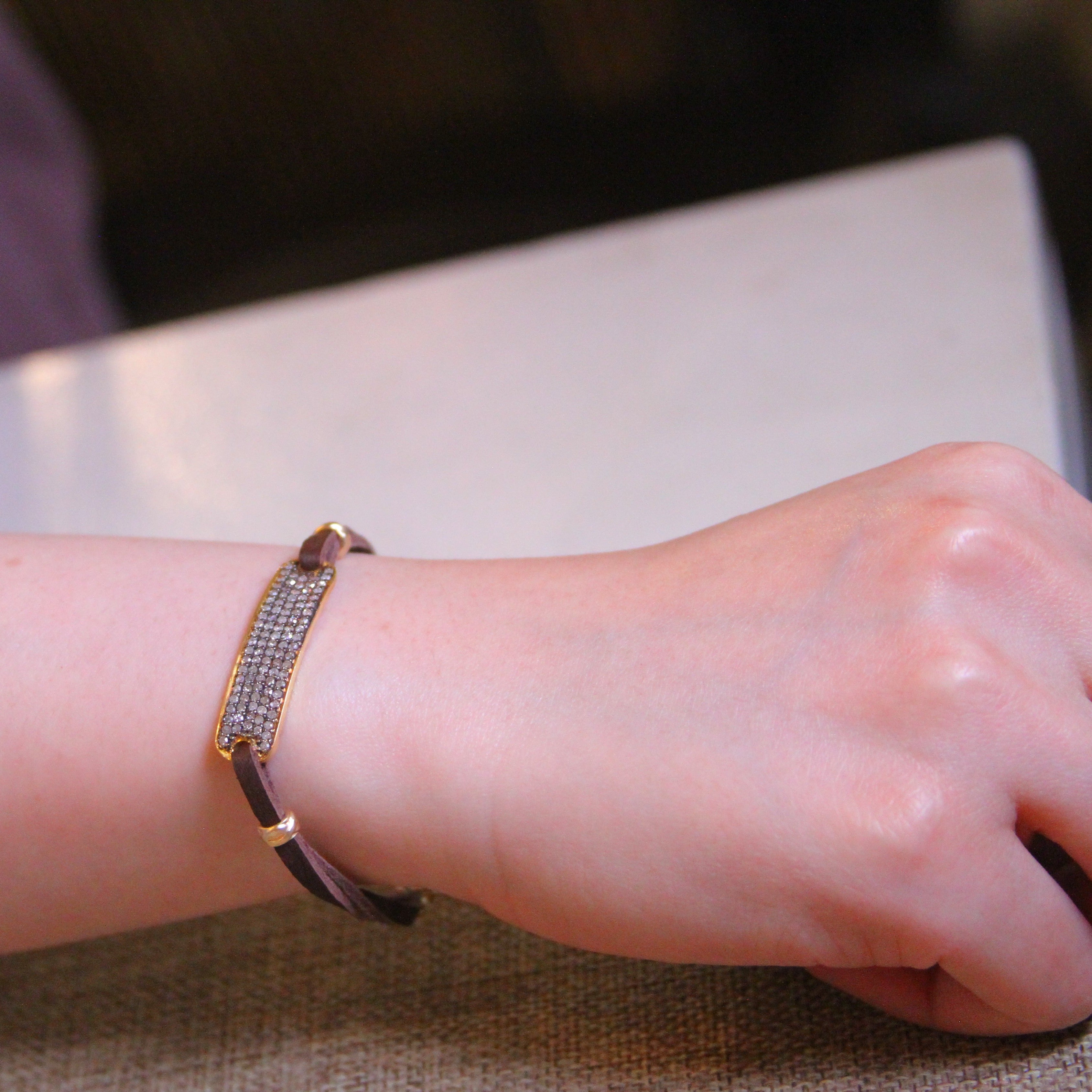 Diamond Shield Leather Bracelet II