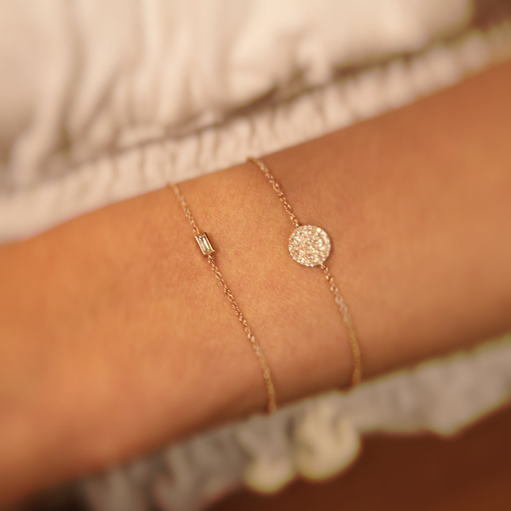 14K Gold Disc Diamond Bracelet