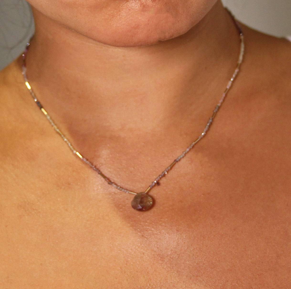 Tourmaline Bead Necklace in 14K Yellow Gold