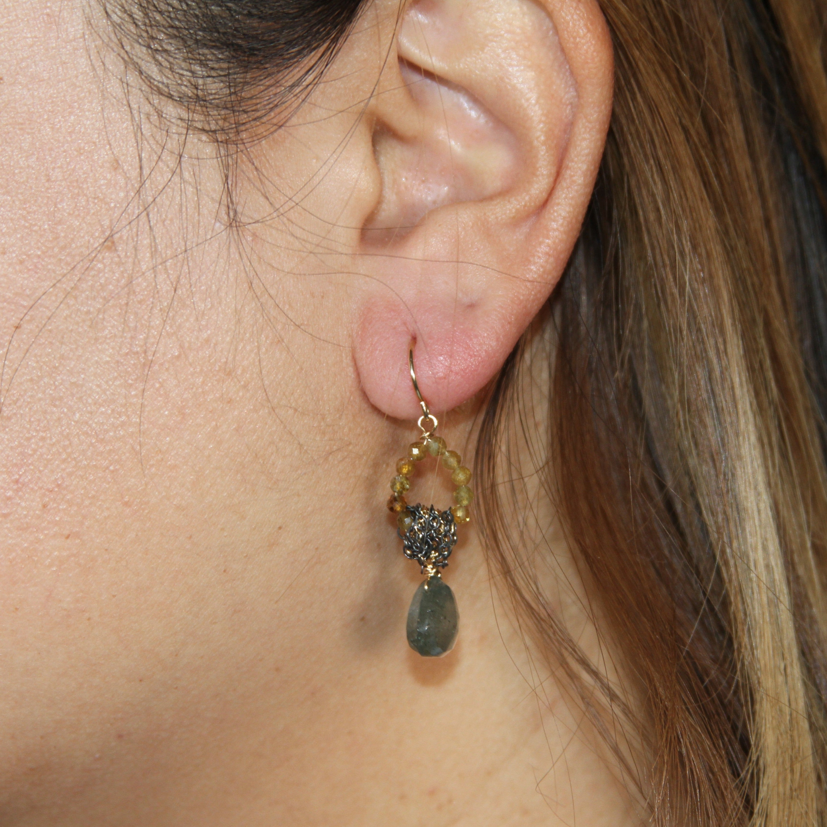Gem Ring Aqua Drop Earrings