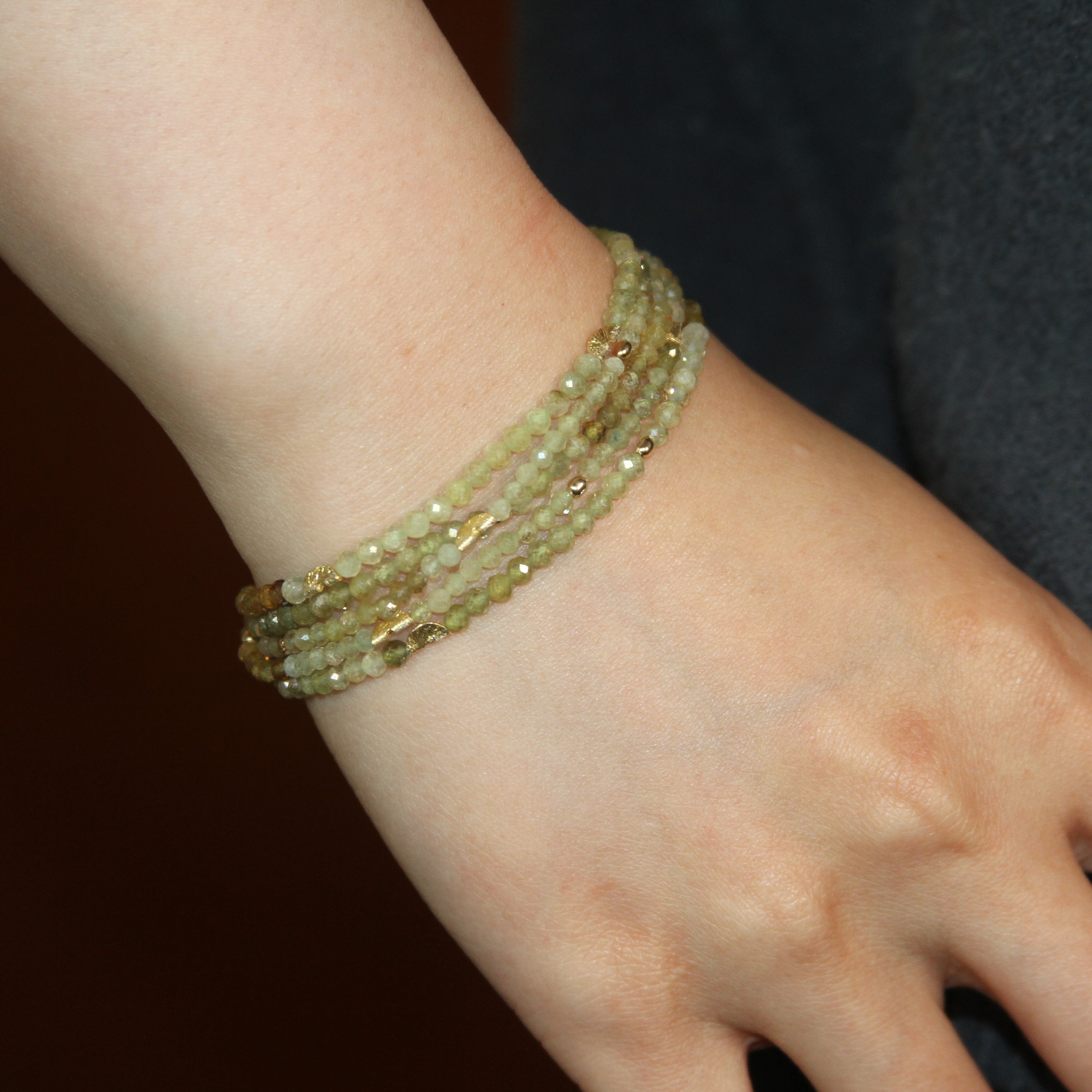 Half Moon Multi-strand Bracelet - Green Garnet