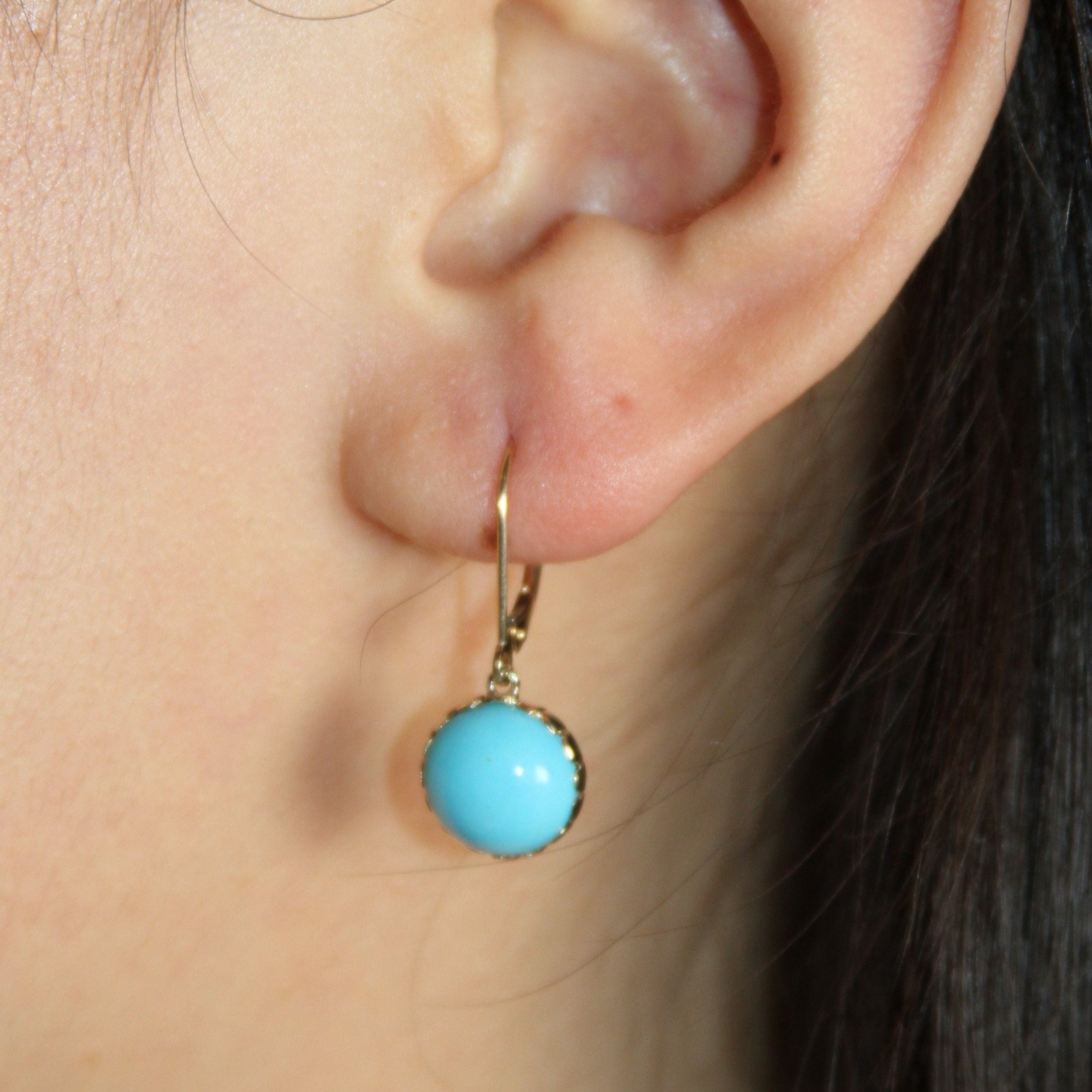 Sleeping Beauty Turquoise Globe Drop Earrings