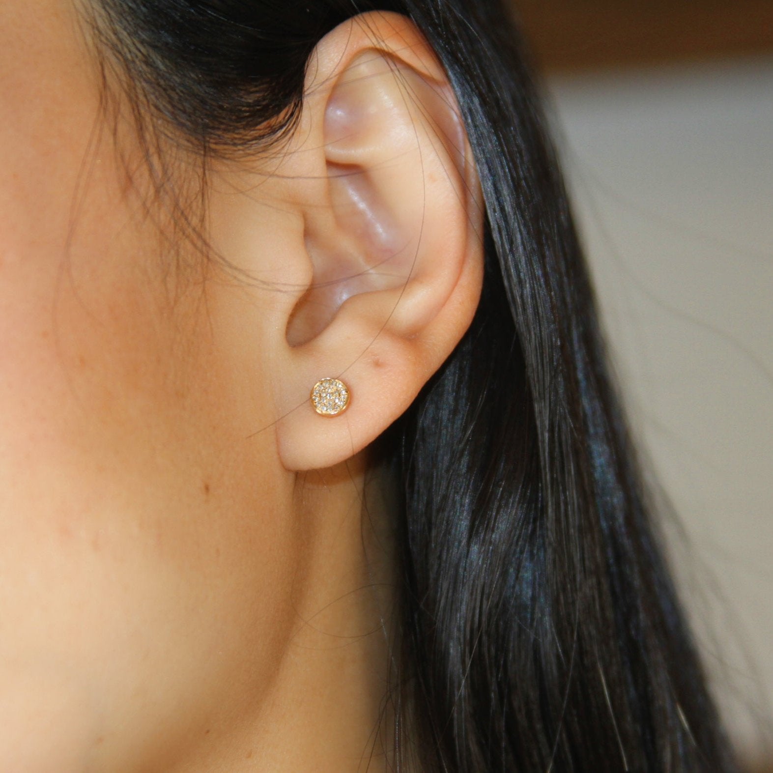 Mini Diamond Round Disc Post Studs