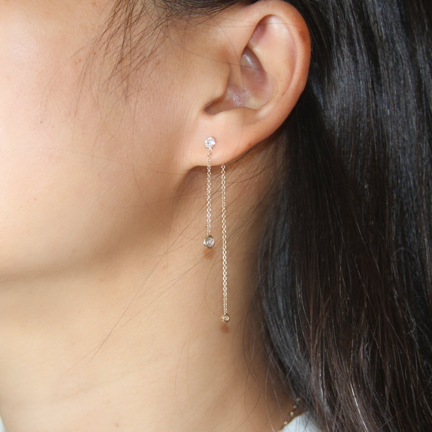 Front and Back Diamond Earrings-Lab Grown Diamond
