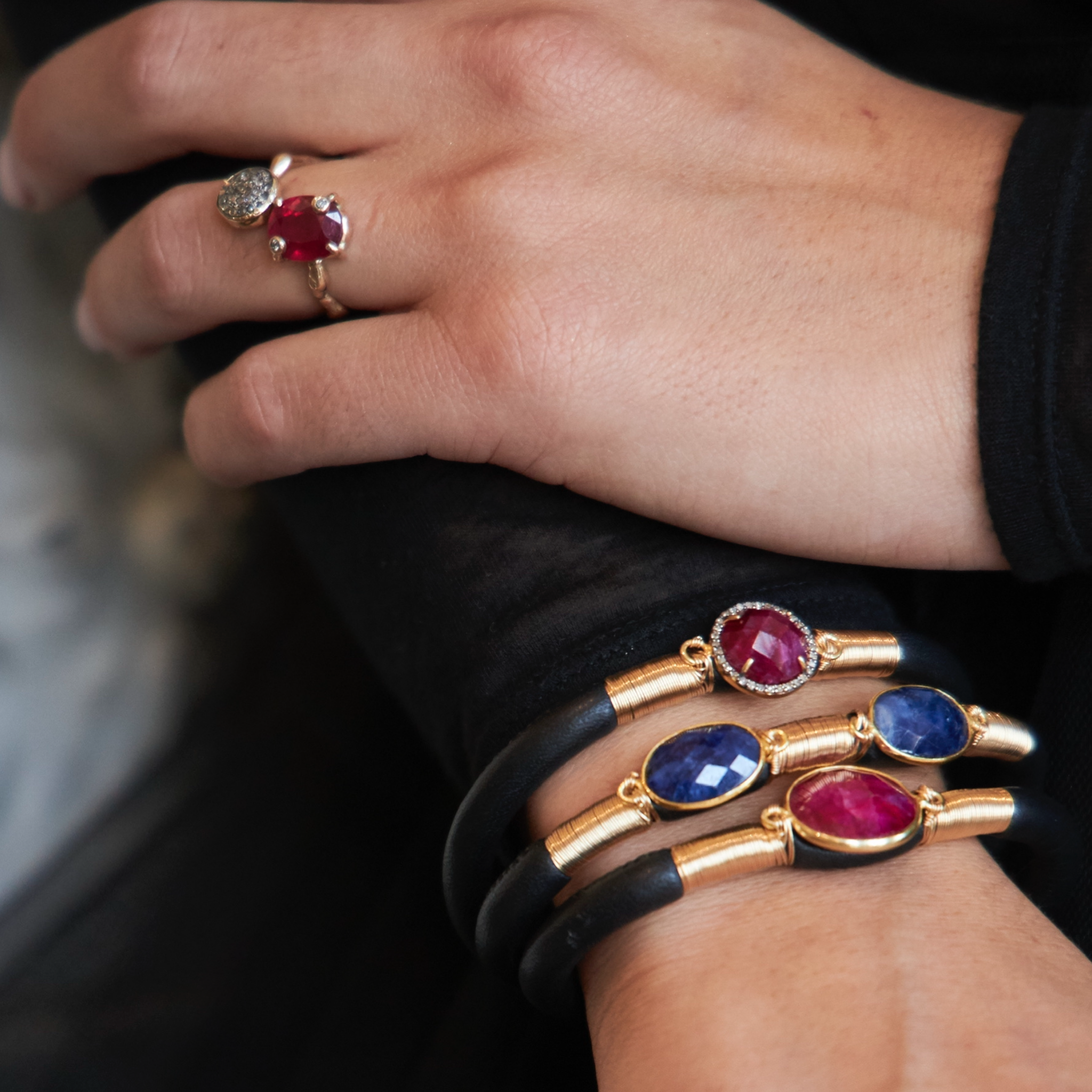 Gemini Ring - Natural Ruby & Diamond