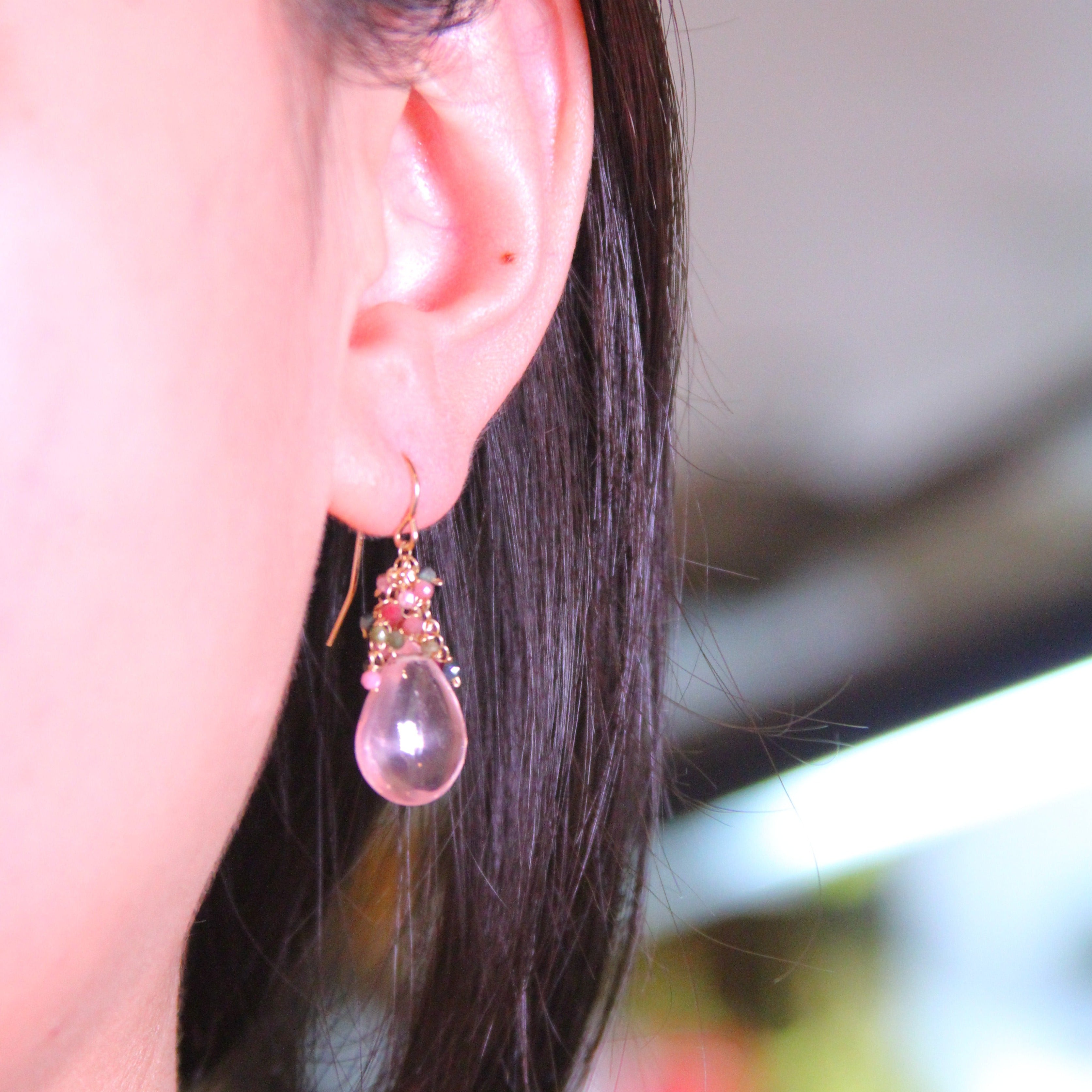 Tourmaline Clusters Gem Drop Earrings