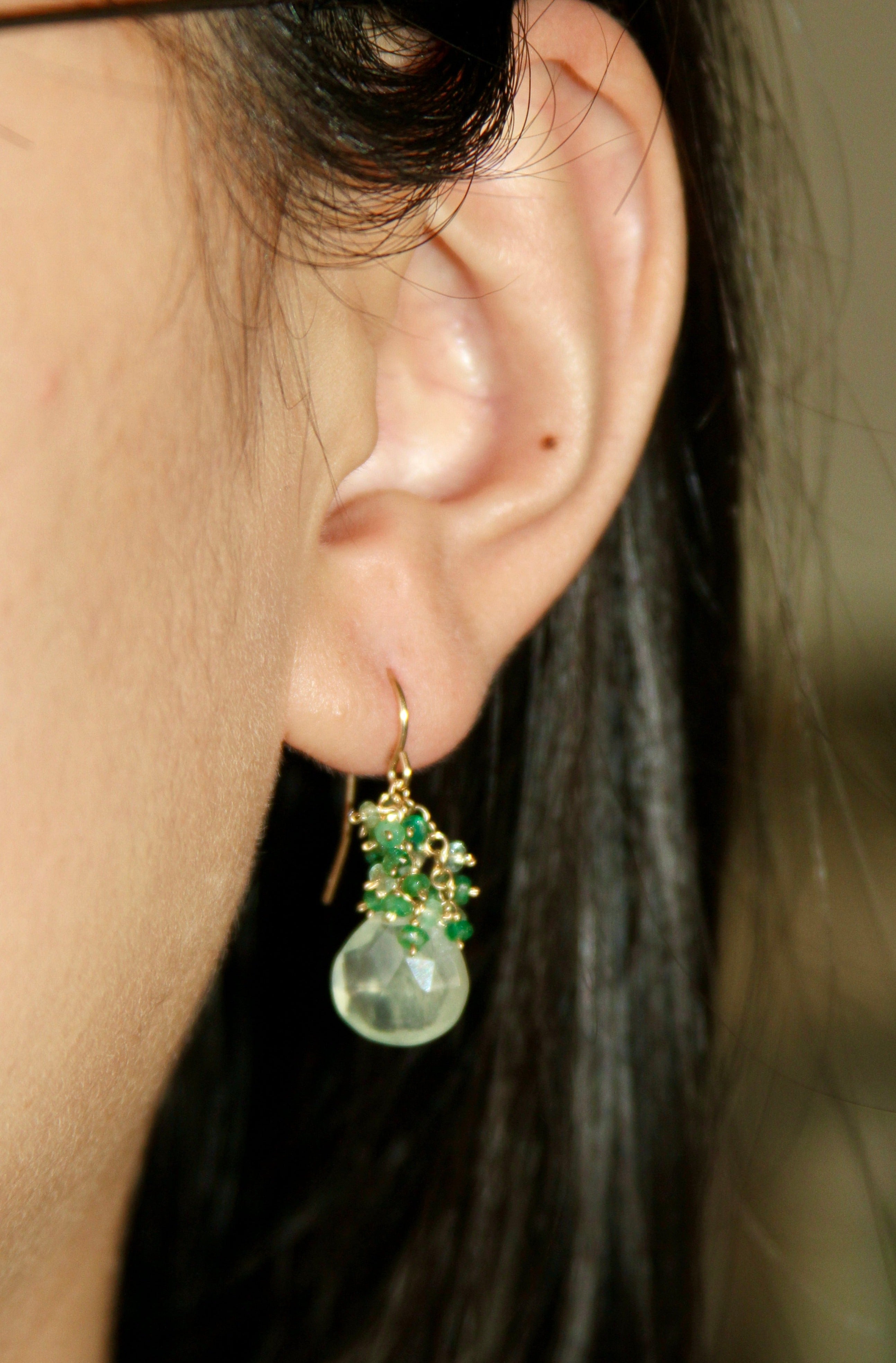 Emerald Clusters Gem Drop Earrings