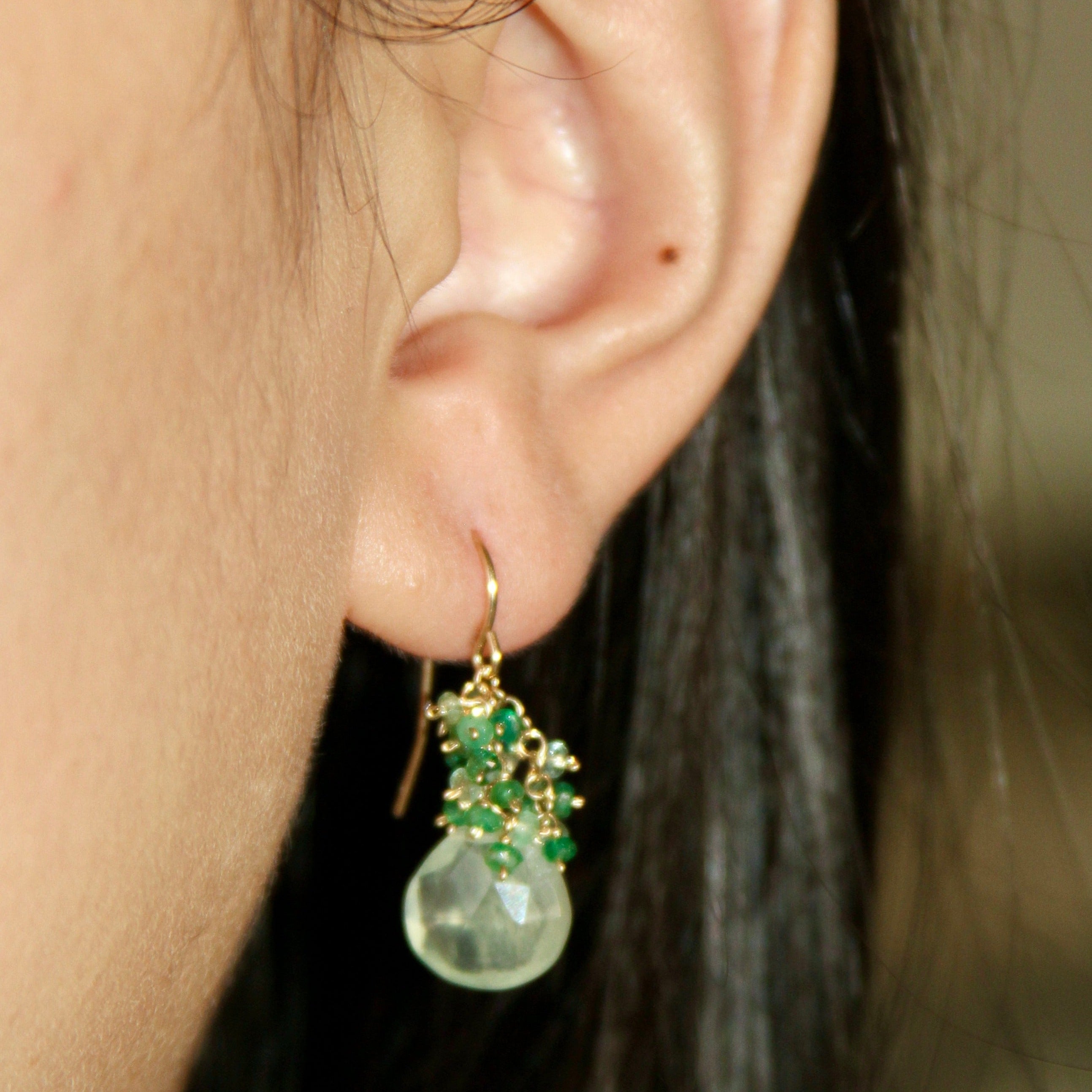 Emerald Clusters Gem Drop Earrings