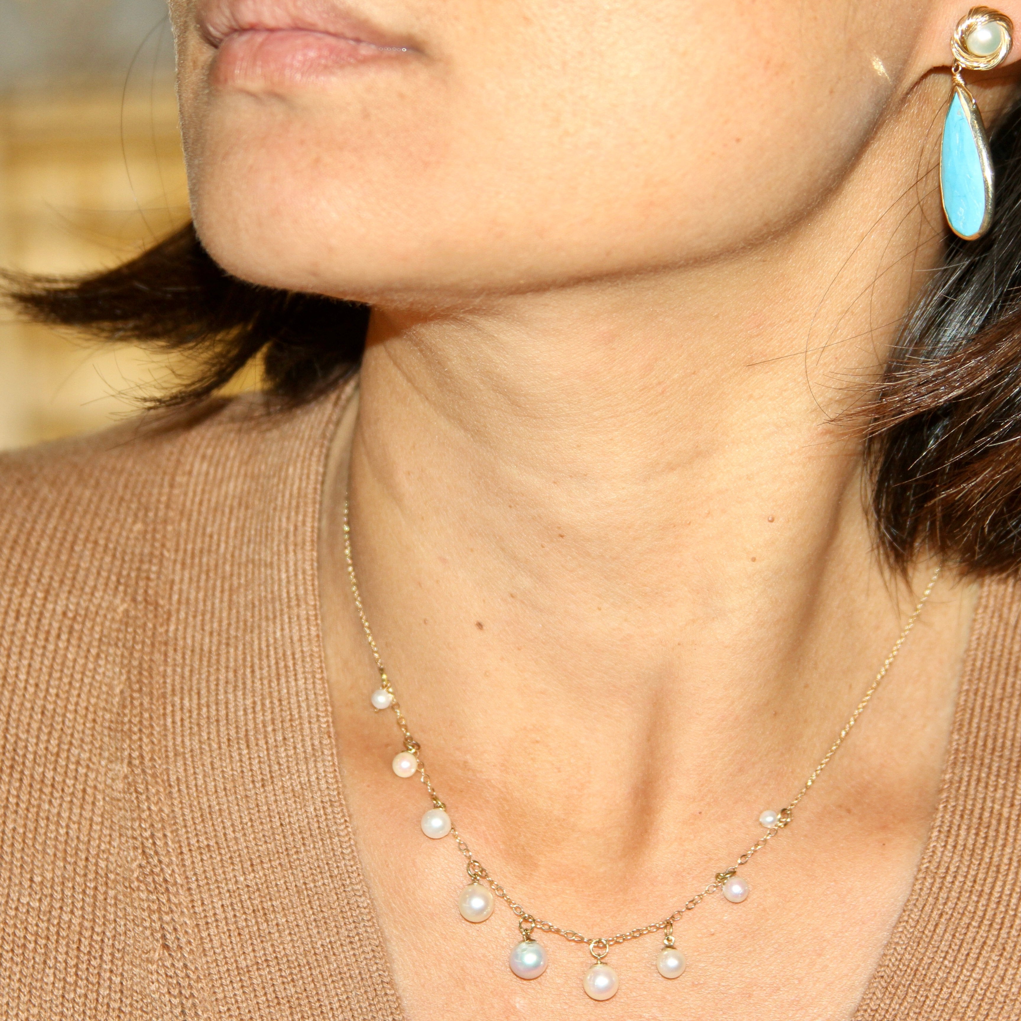 Pearl Drop Necklace-14K Gold