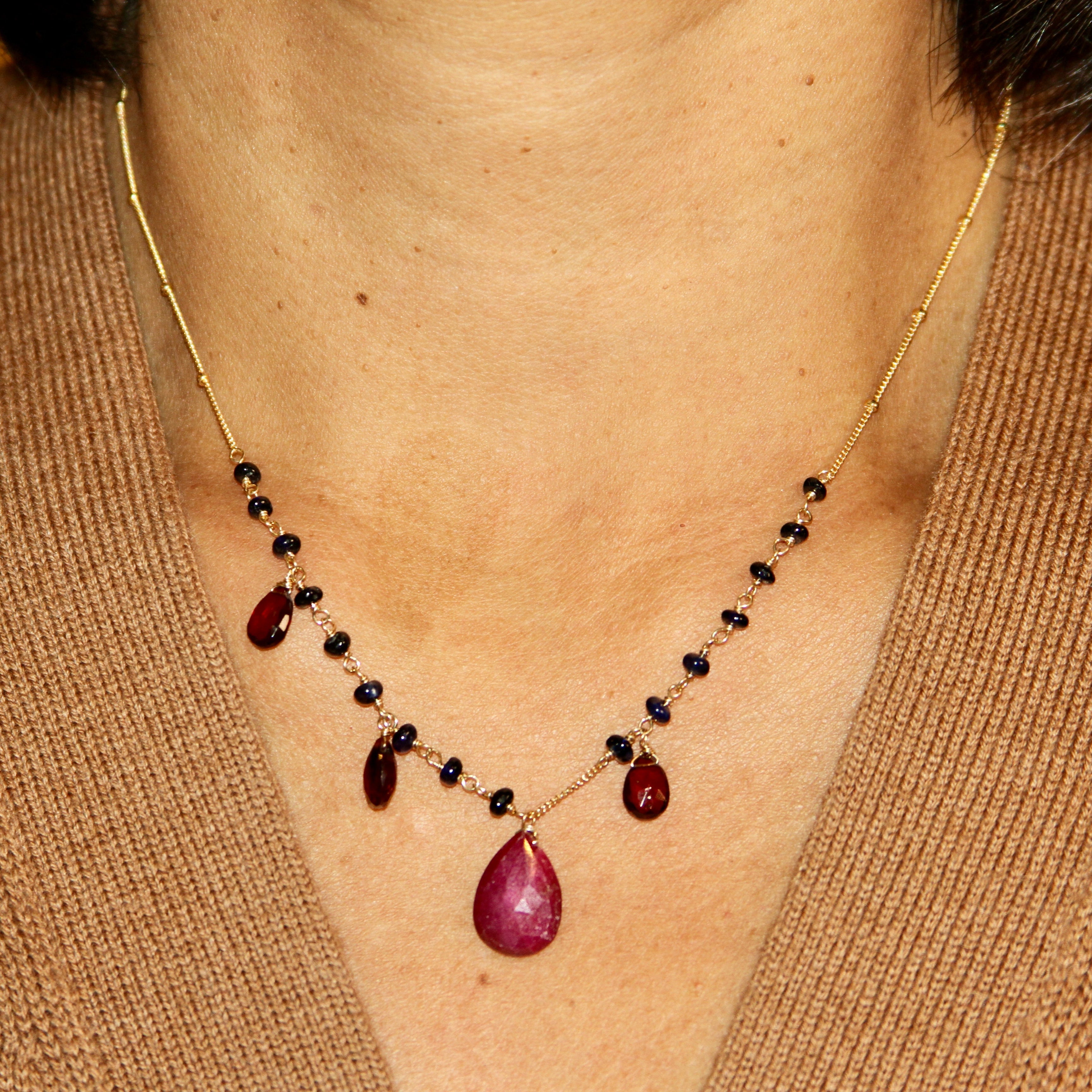 Millie Ruby Drop Necklace