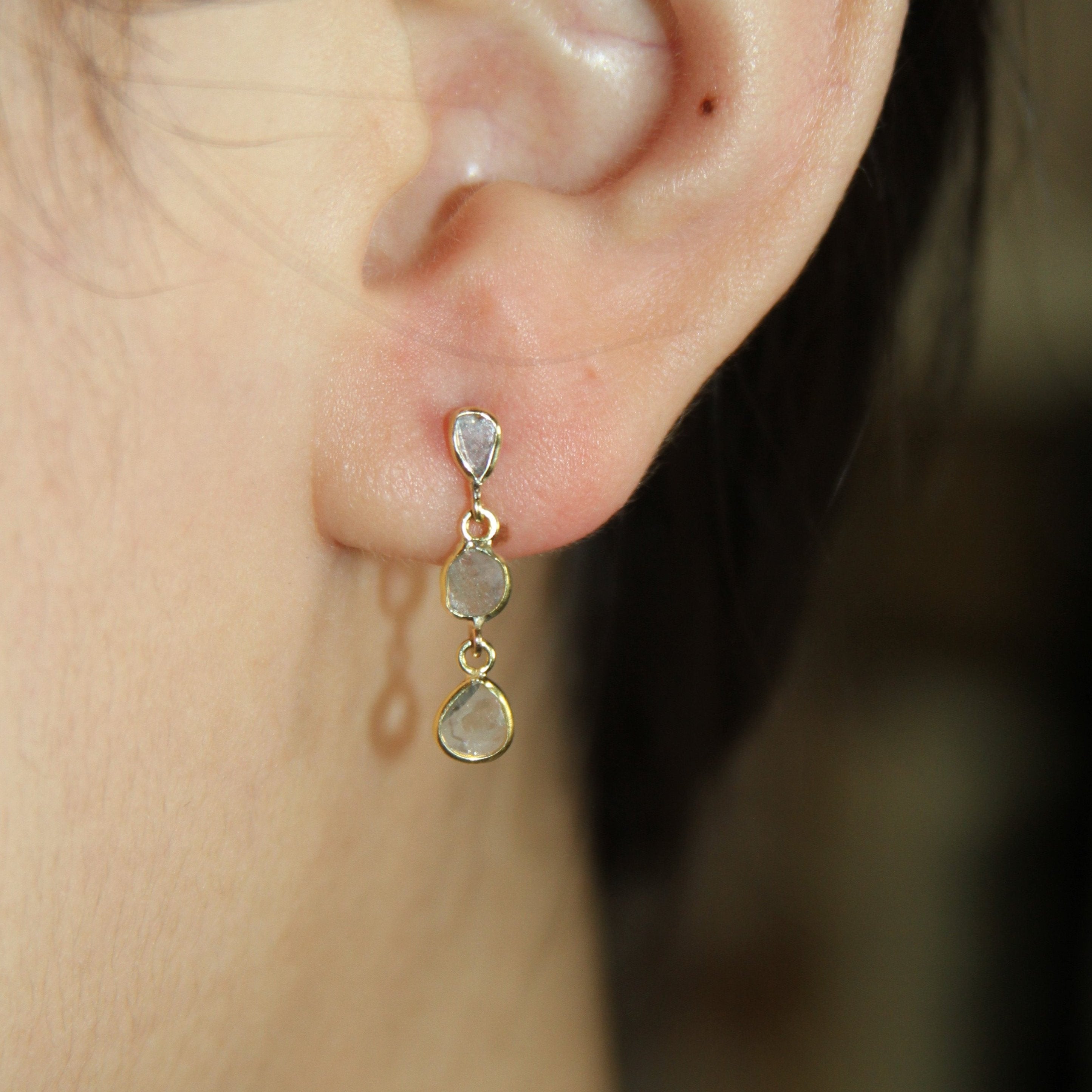 Slice Diamond Trio Earrings in 18k