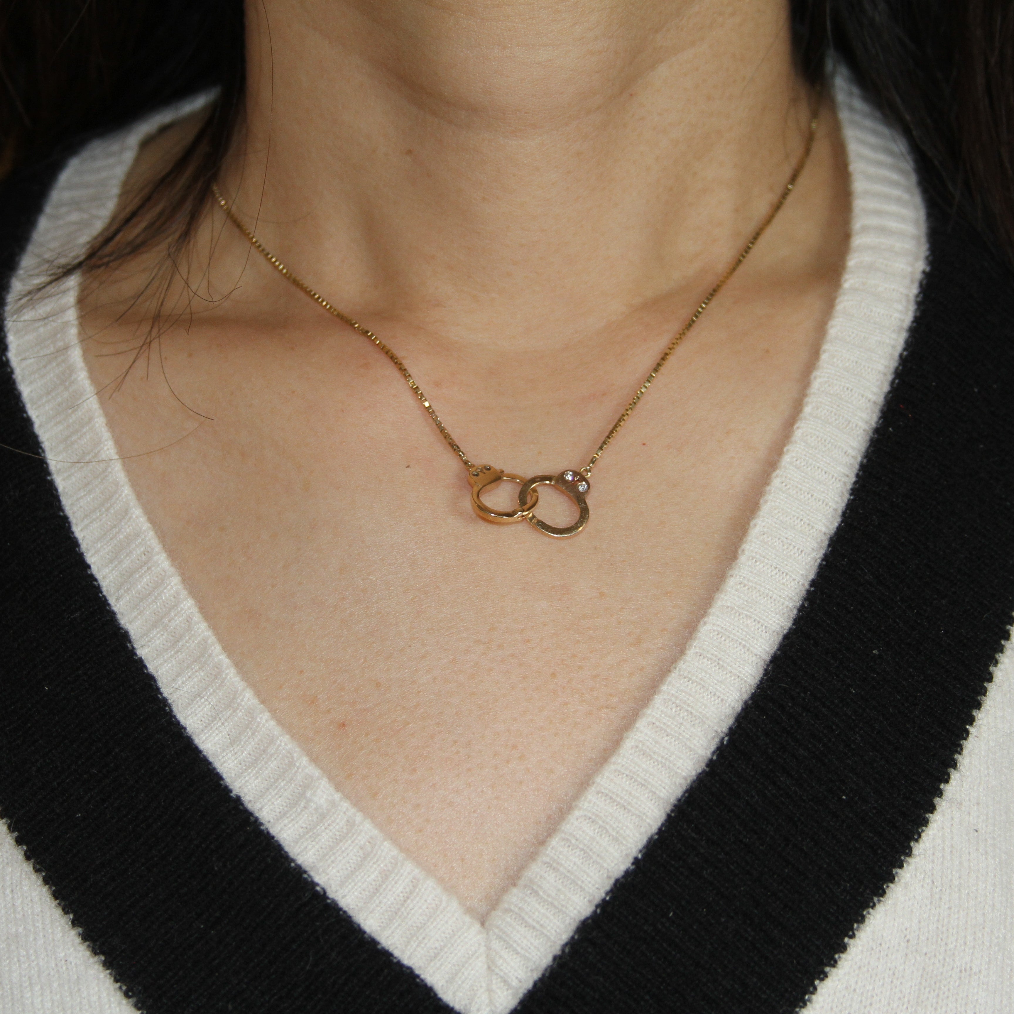 Diamond Gold Handcuff Necklace in 14k