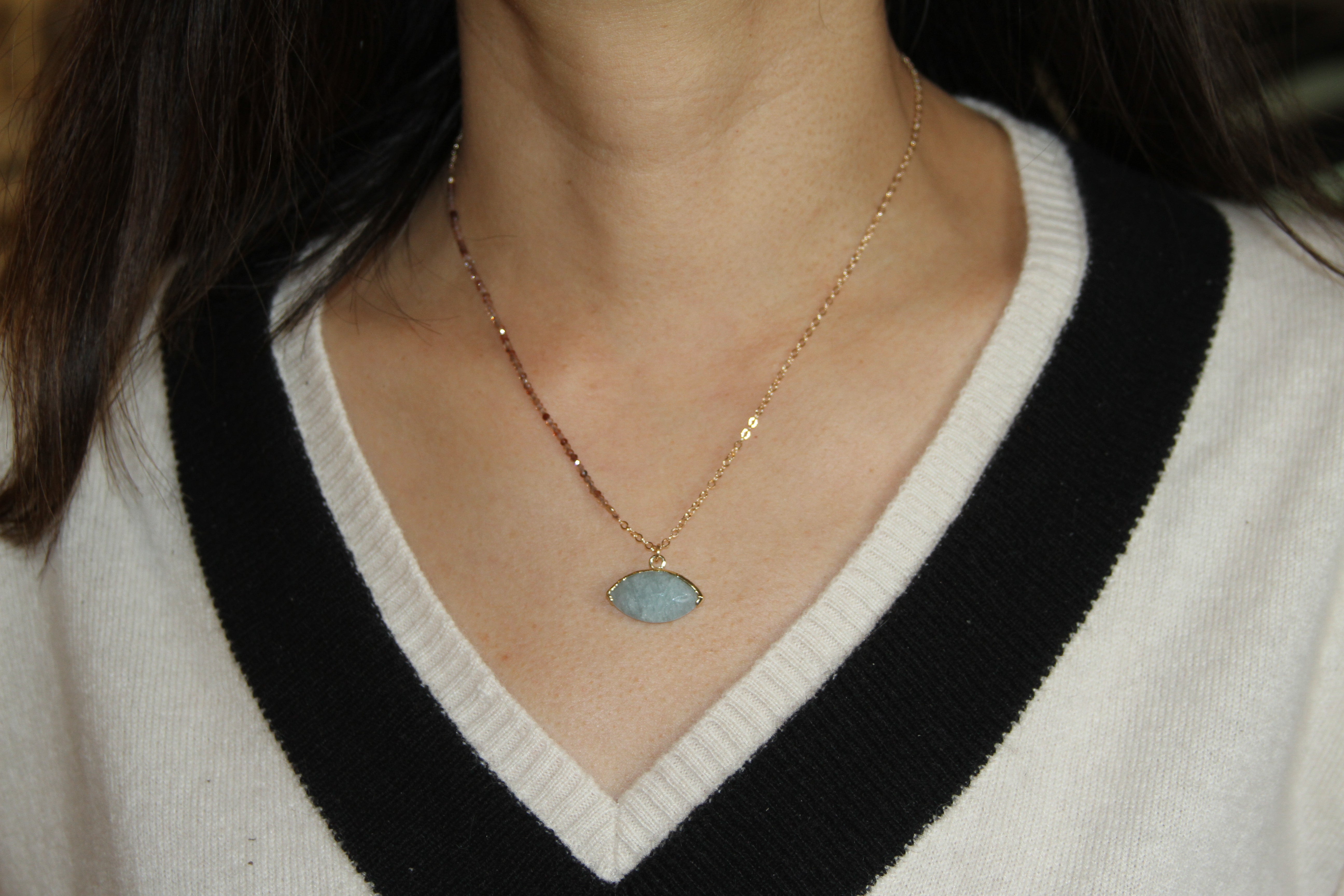 Ana Aqua Gem Chain Necklace