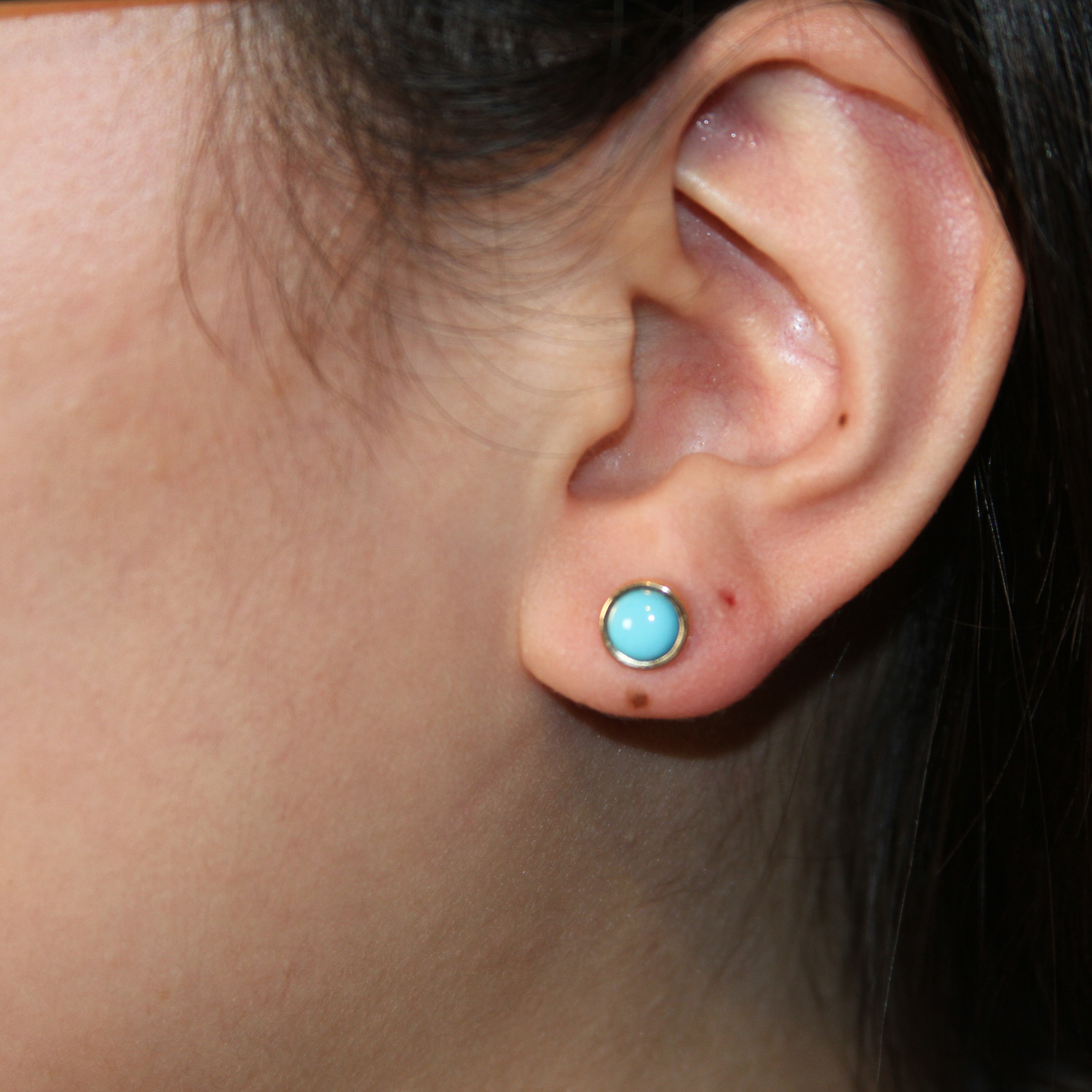 Turquoise Bezel Studs Earrings