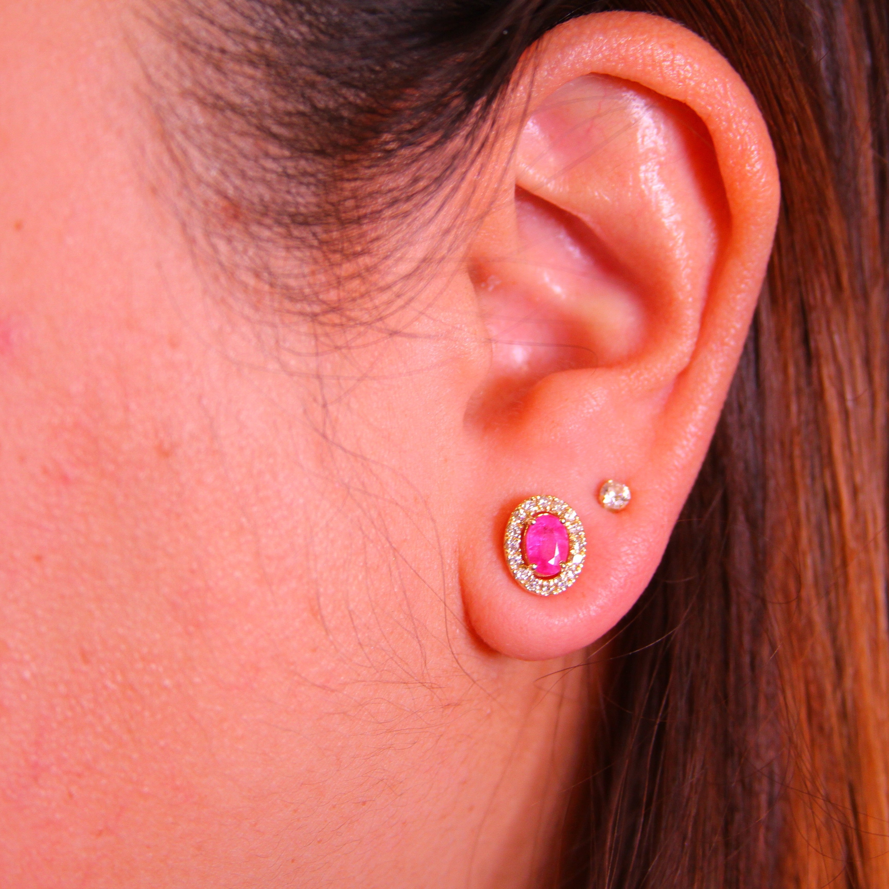 Pink Sapphire Diamond Halo Studs