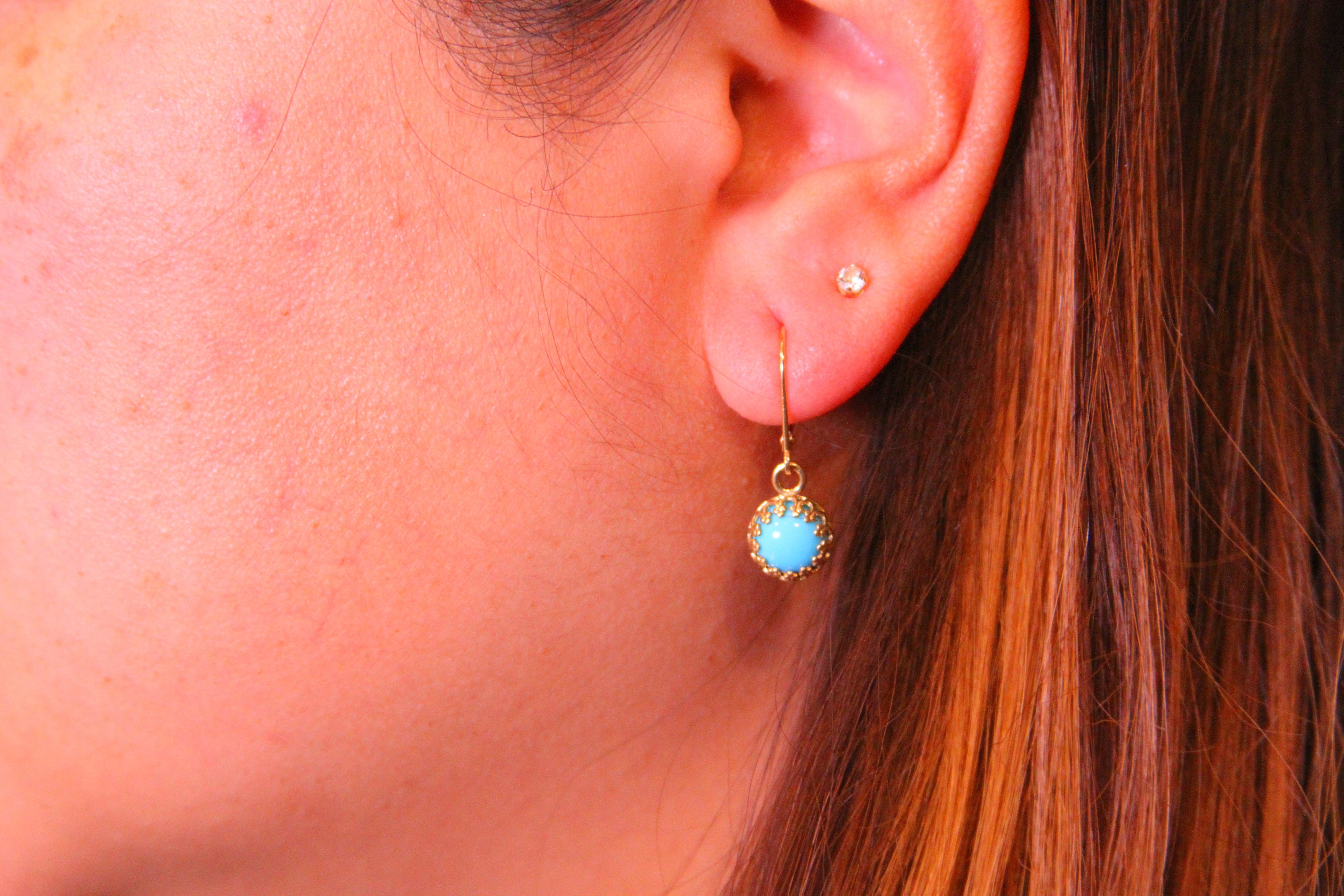 Sleeping Beauty Turquoise Globe Drop Earrings