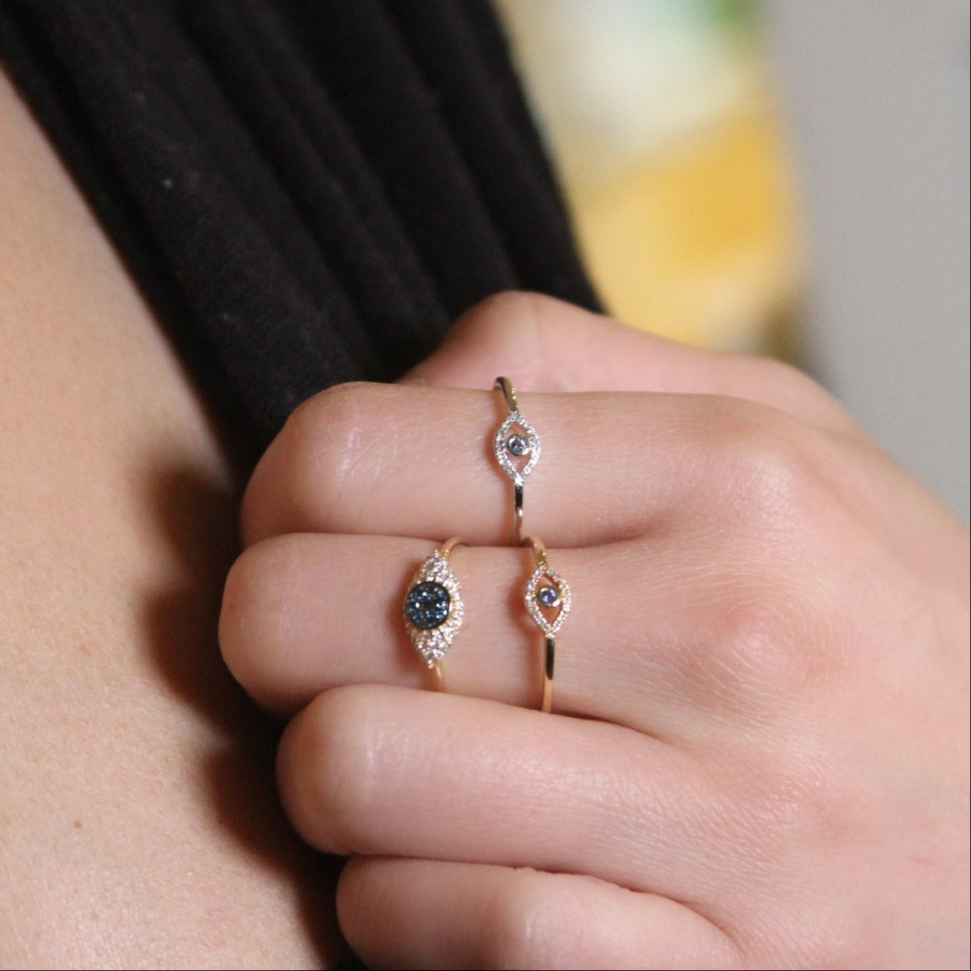 Large Evil Eye Ring 14K